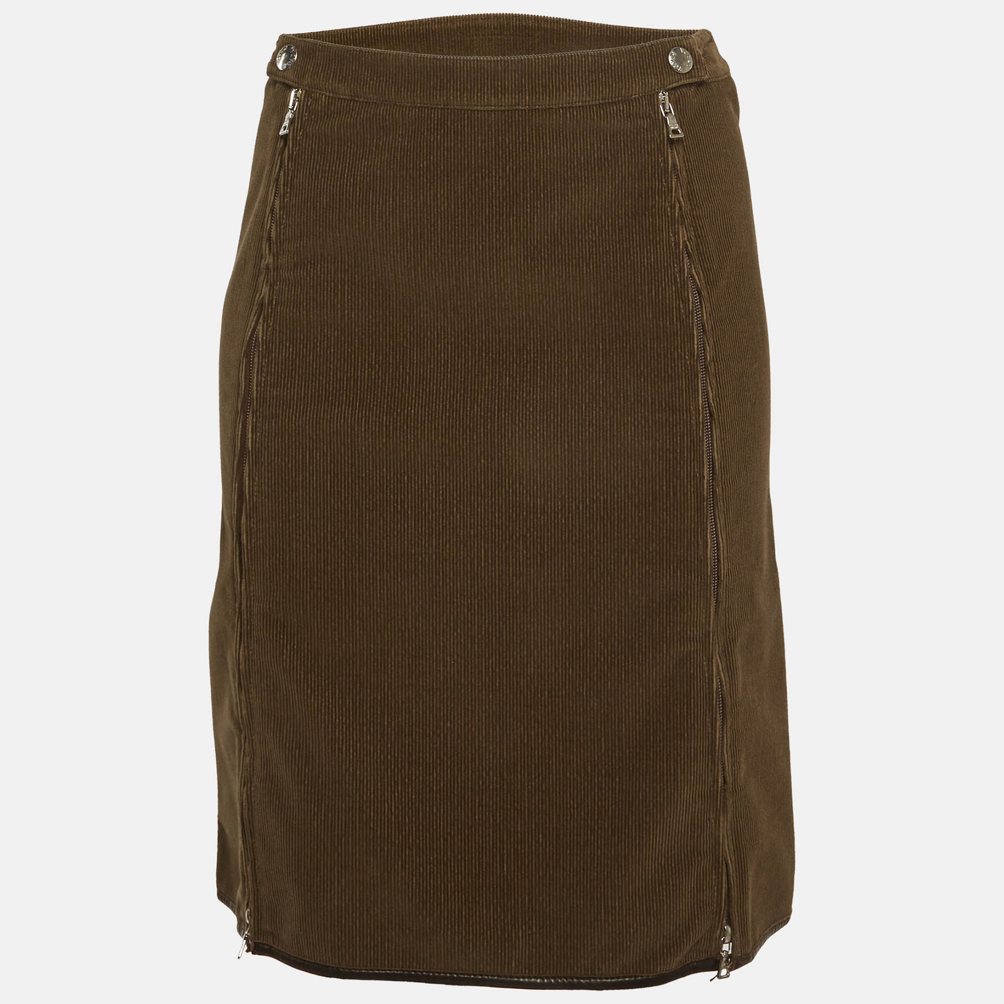 Pre Owned Prada Brown Corduroy Pencil Skirt S