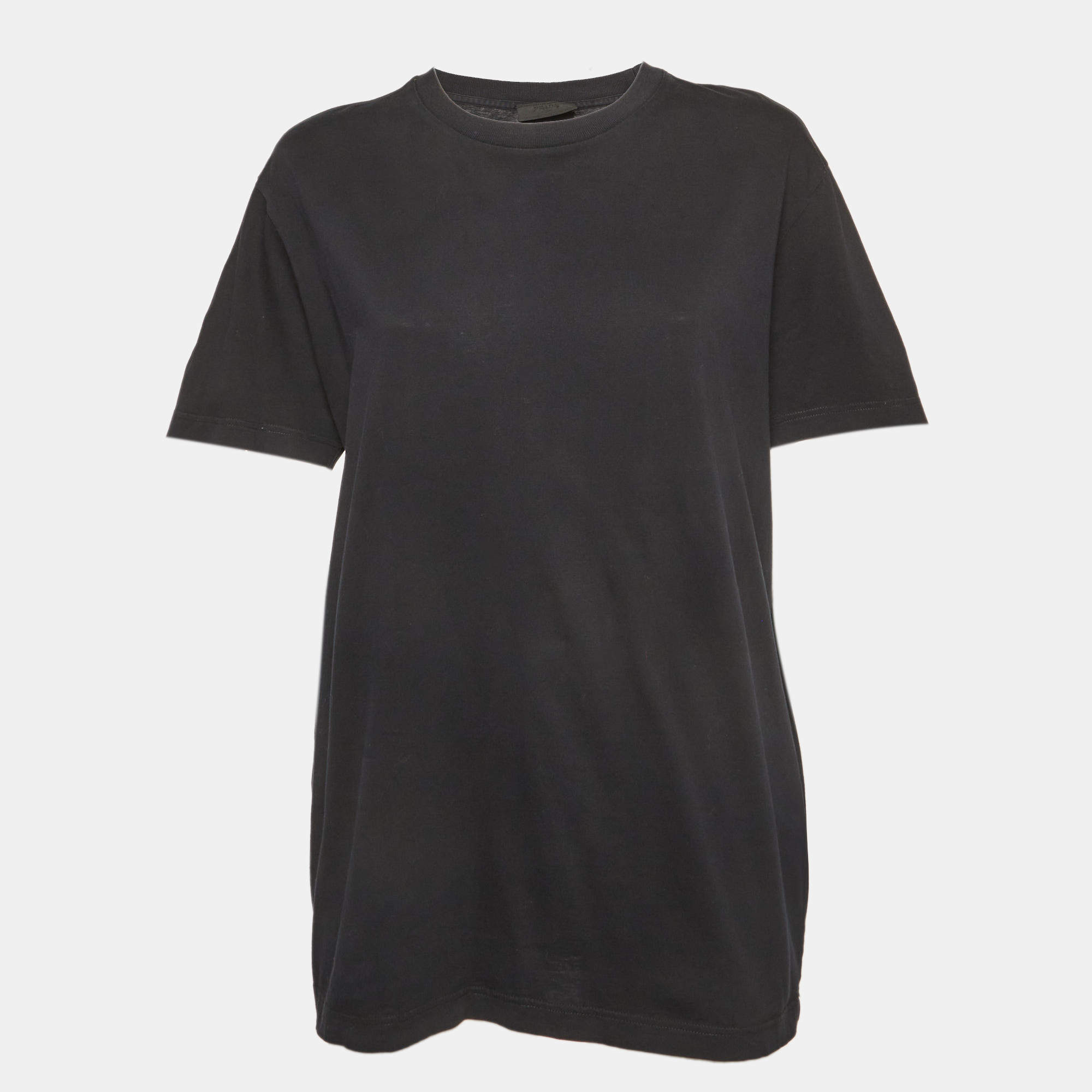 مملوكة مسبقًا Prada Black Jersey Crew Neck T-shirt XL
