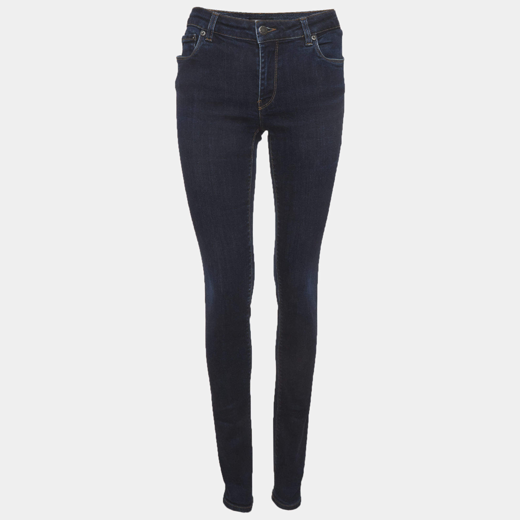 Pre Owned Prada Dark Blue Denim Tight Fit Skinny Jeans M/Waist 30"