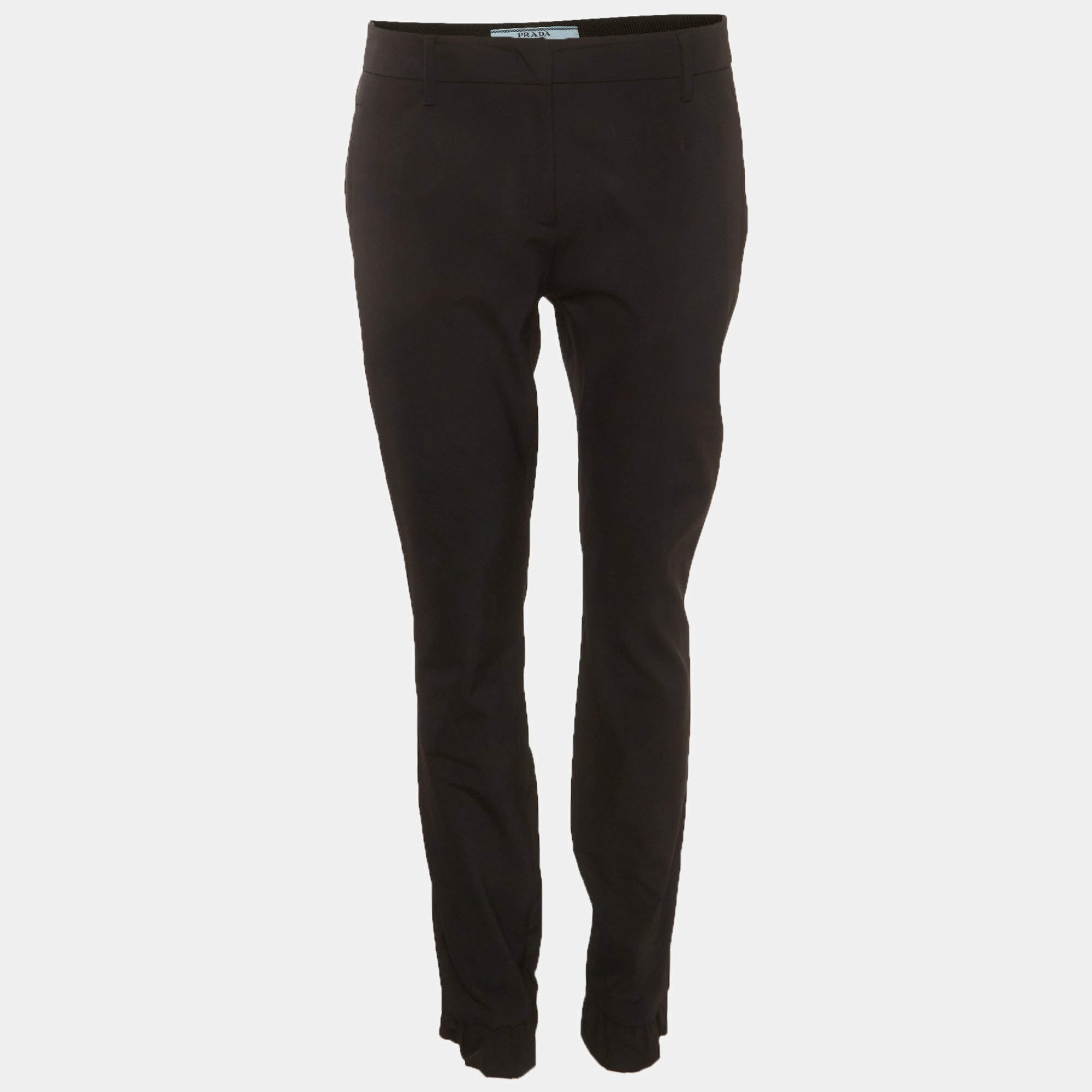 Pre Owned Prada Black Stretch Wool Zip Detail Trouser M