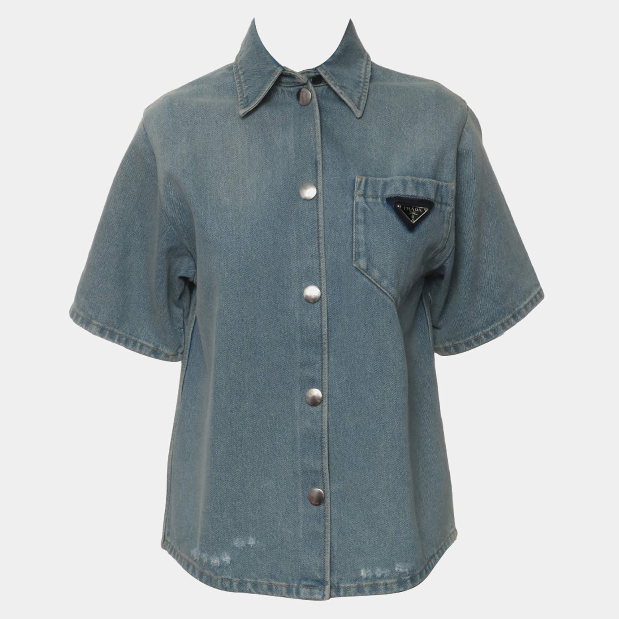 مملوكة مسبقًا Prada Blue Denim Shirt