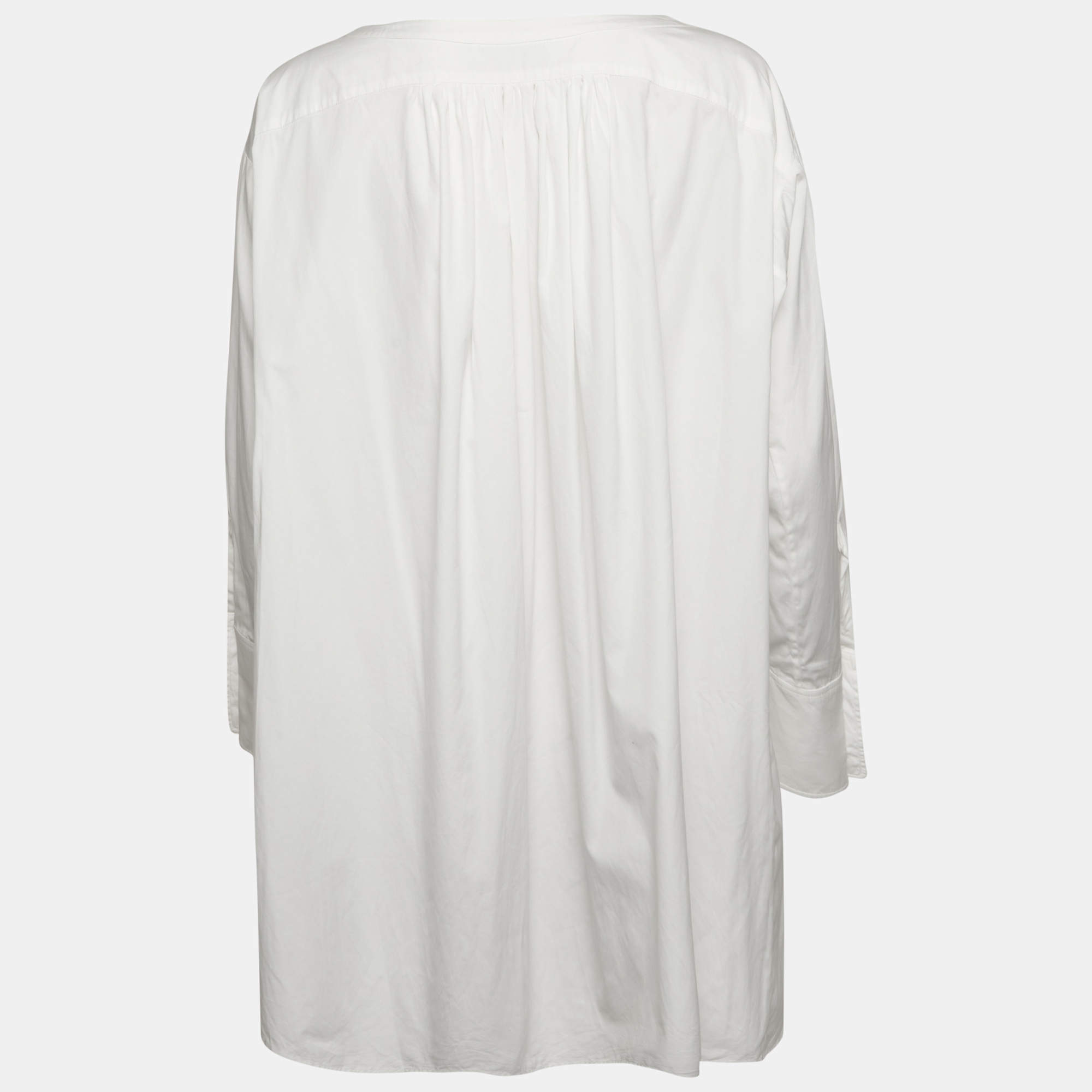 Prada White Lace Ruffle Detail Long Sleeve Button Front Shirt M
