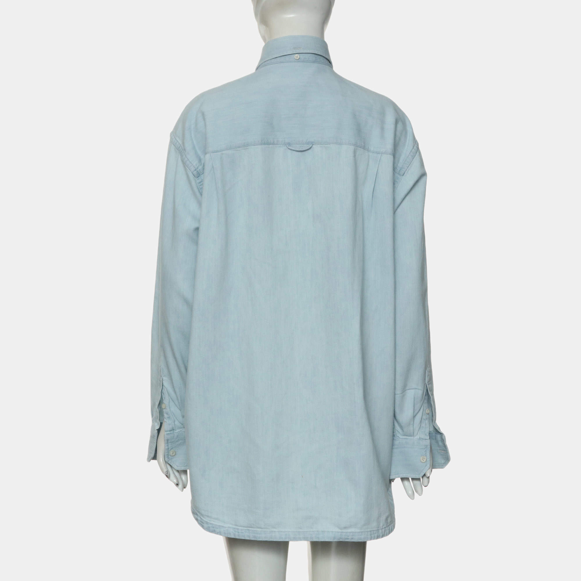 Prada White Lace Ruffle Detail Long Sleeve Button Front Shirt M