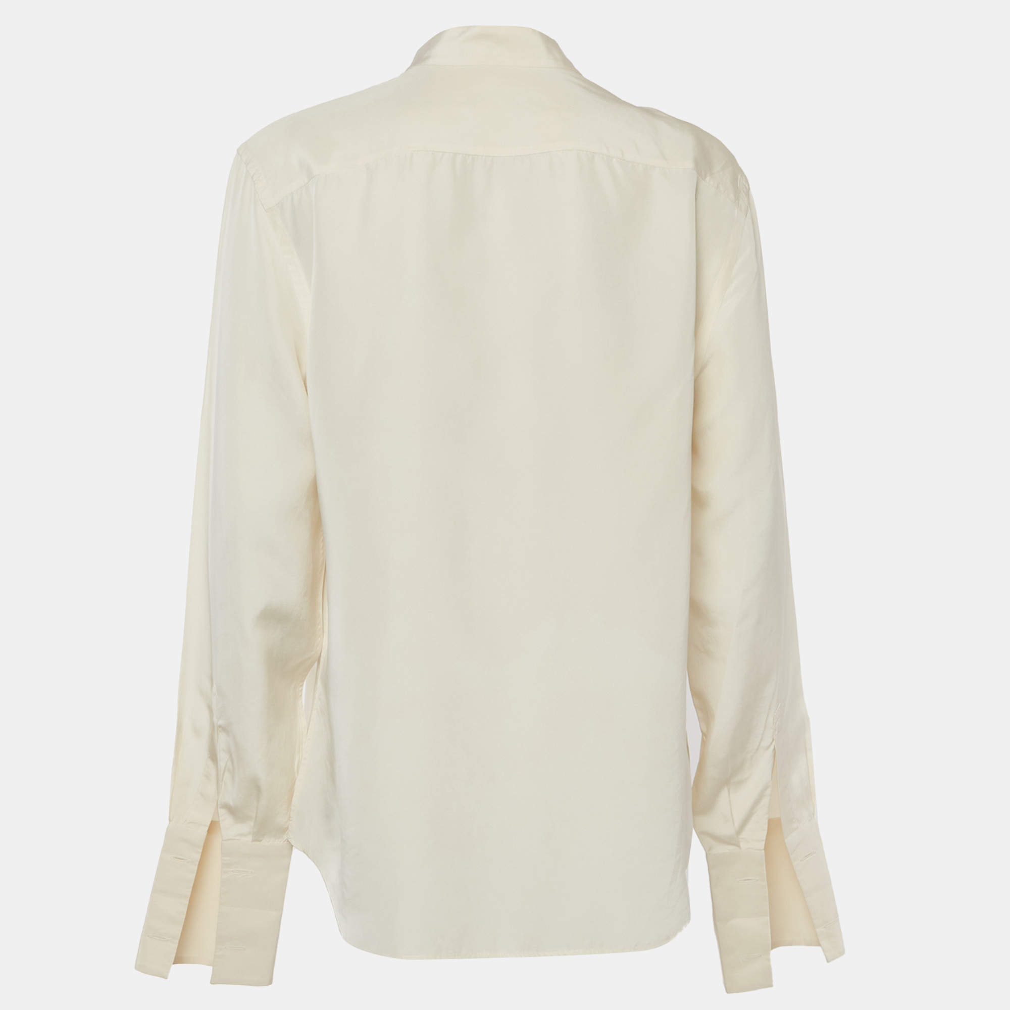Prada White Lace Ruffle Detail Long Sleeve Button Front Shirt M