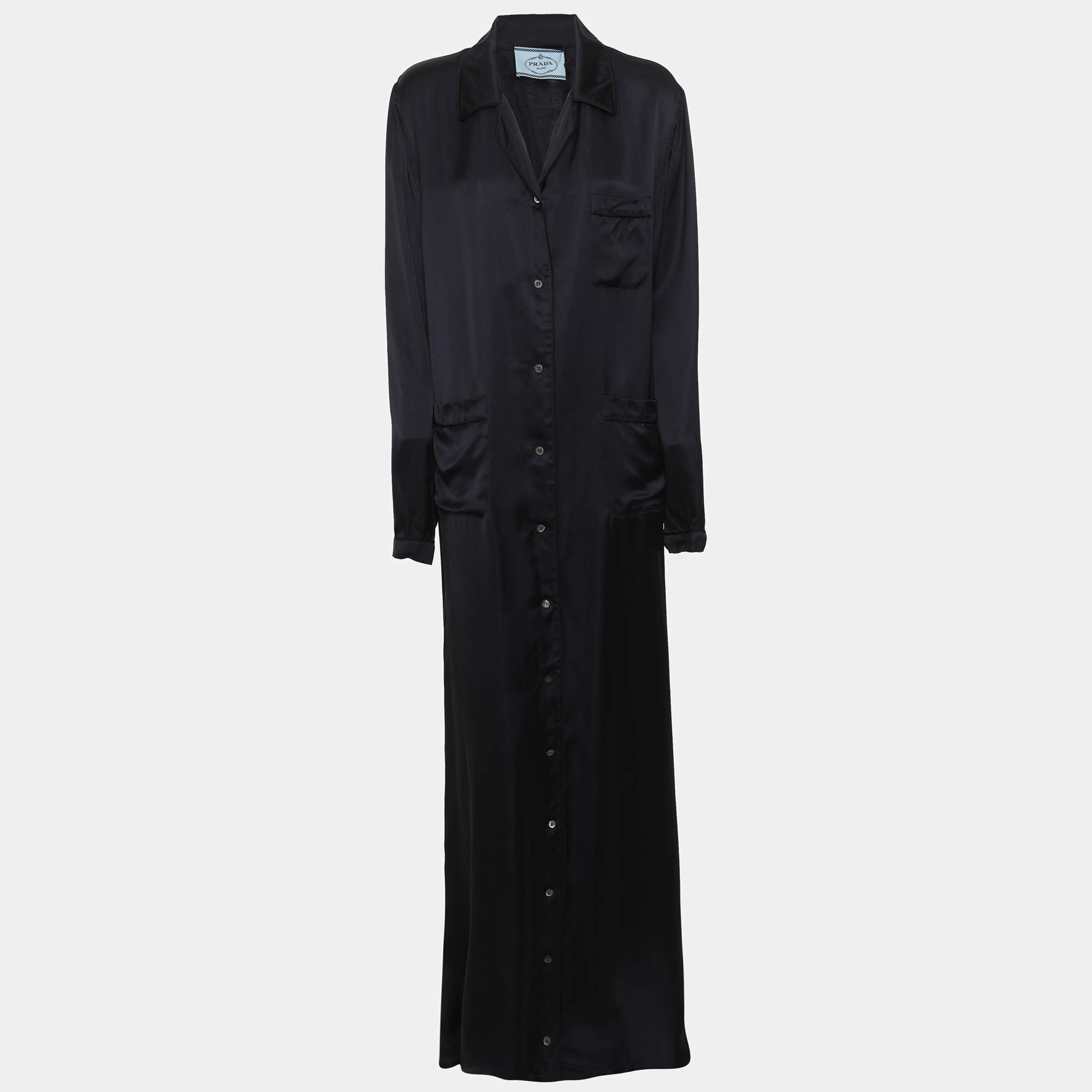 Pre Owned Prada Midnight Blue Satin Abaya M