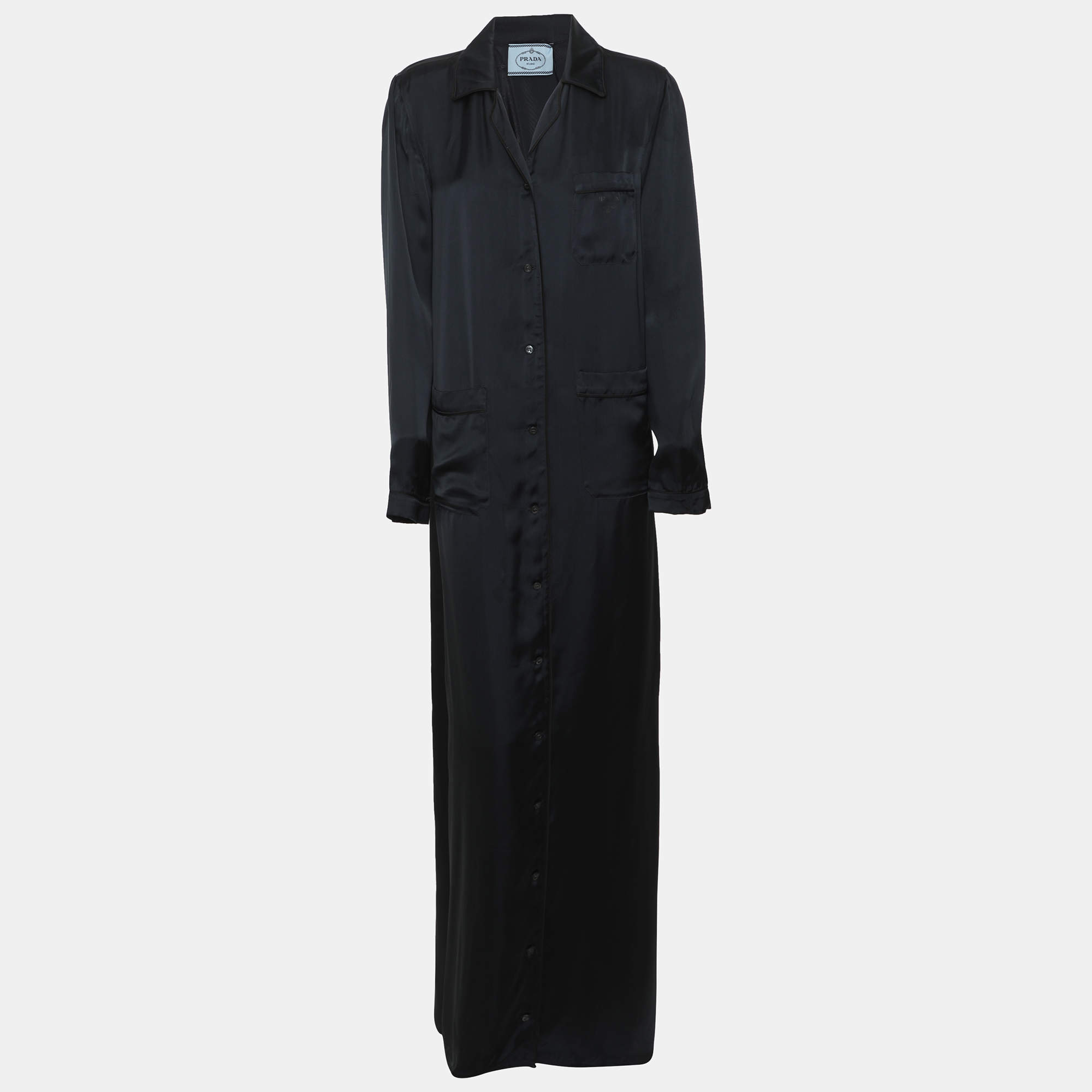 Pre Owned عباية برادا ساتان أزرق منتصف الليل مقاس صغير جدًا