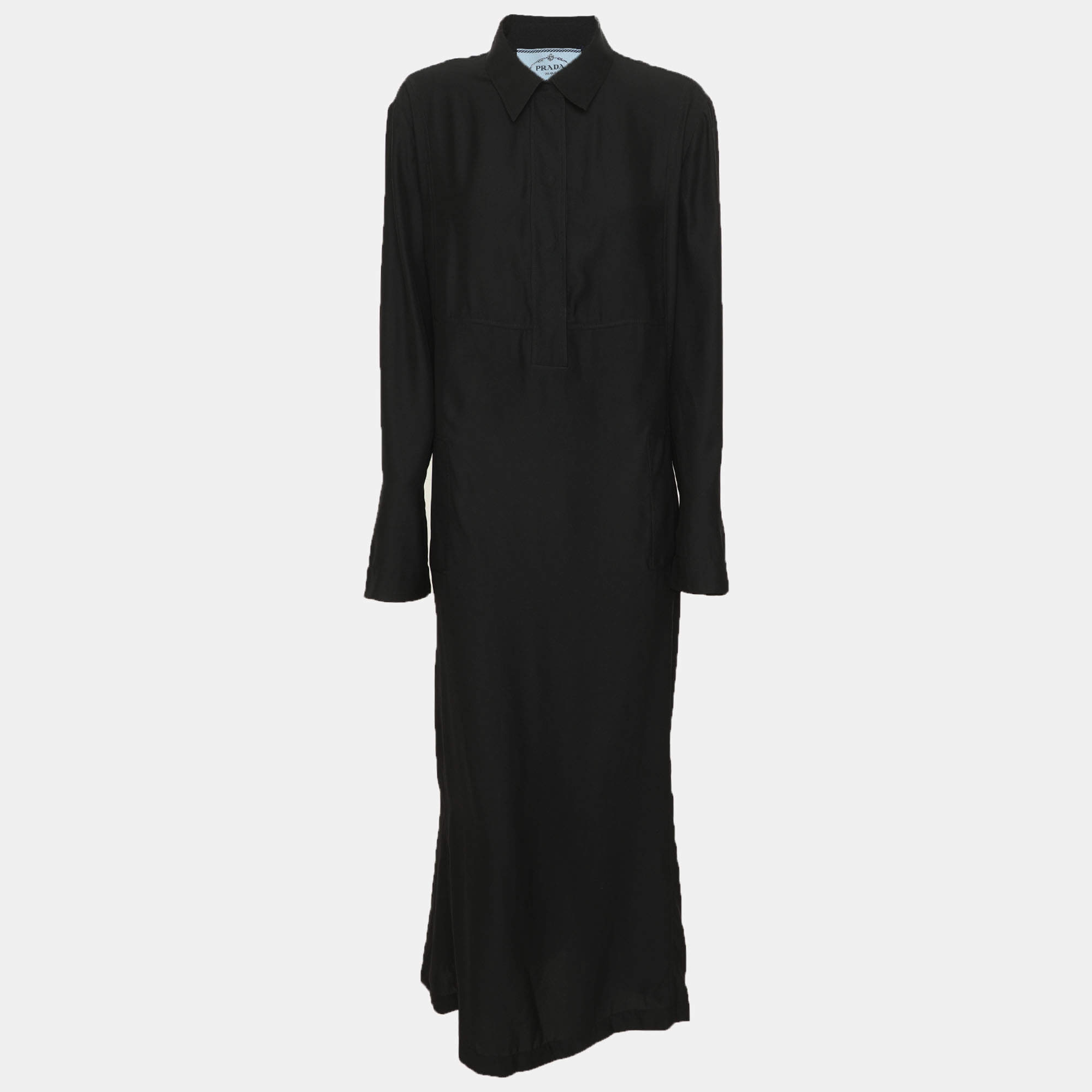 Pre Owned Prada Black Satin Abaya M