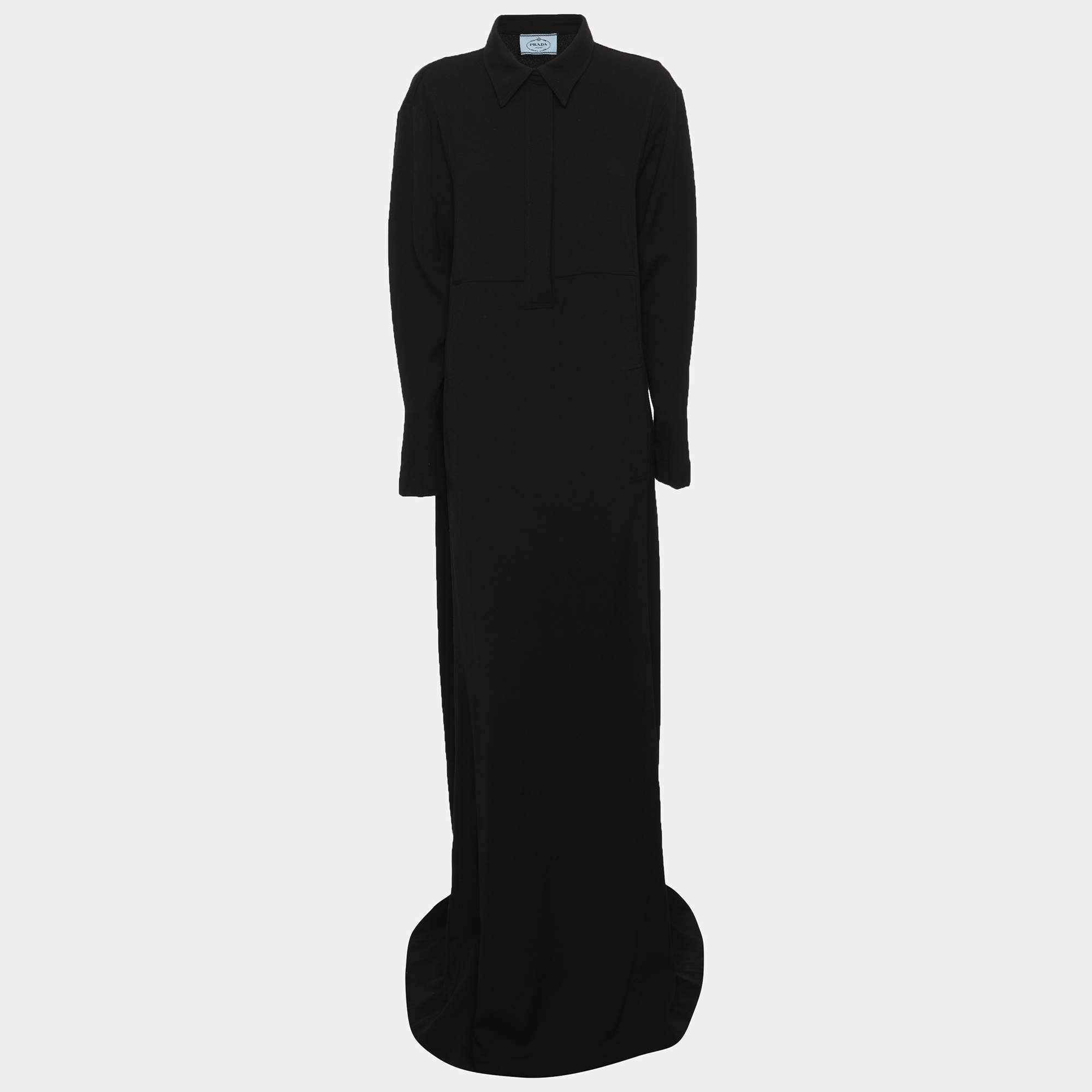 Pre Owned عباية برادا كريب أسود مقاس متوسط