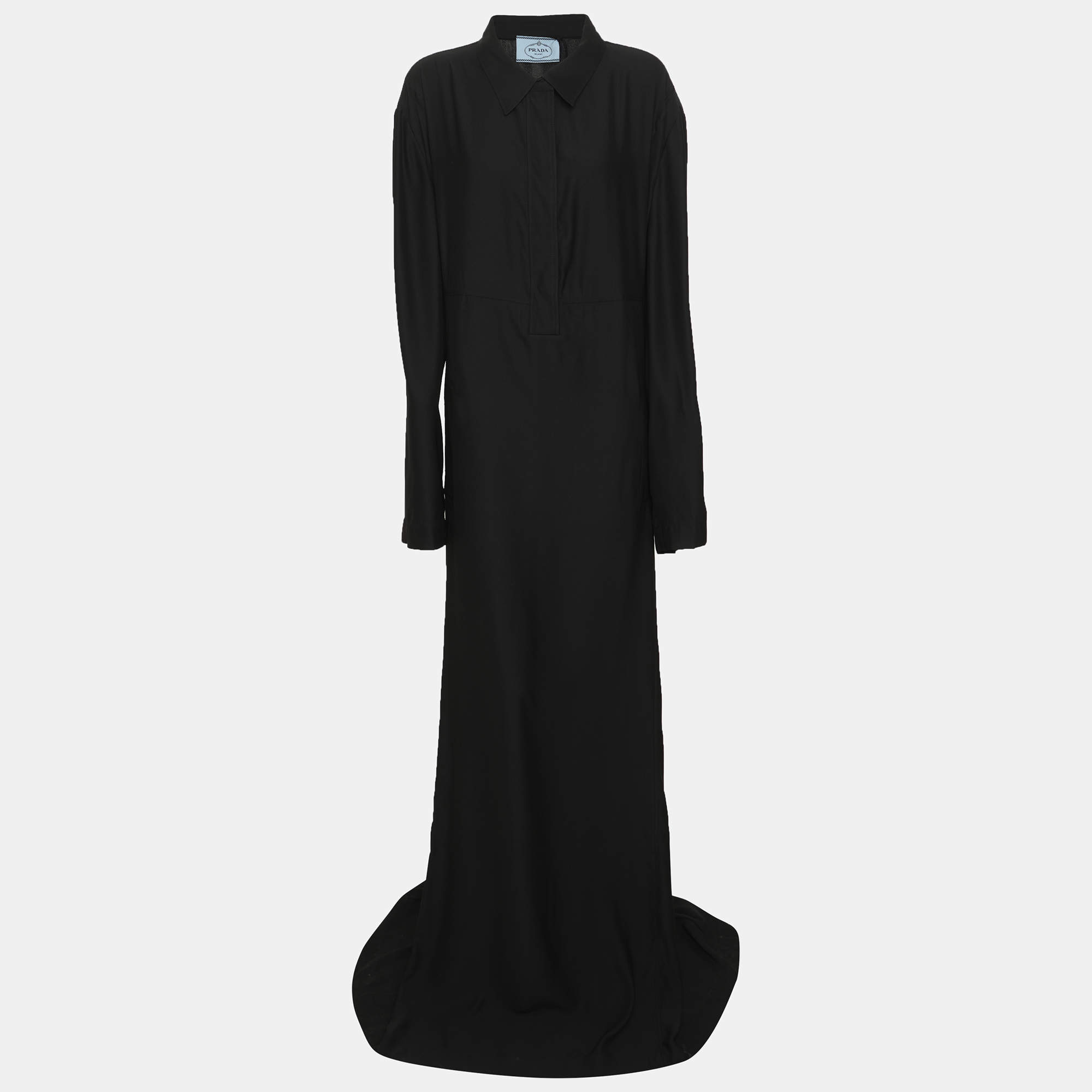 Pre Owned عباية برادا ساتان أسود مقاس كبير جدًا جدًا جدًا جدًا