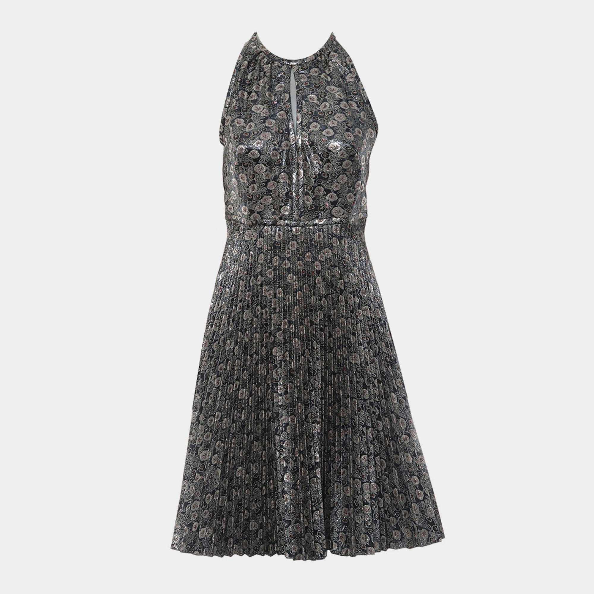 مملوكة مسبقًا Prada Sleeveless Metallic Pleated Dress IT 40