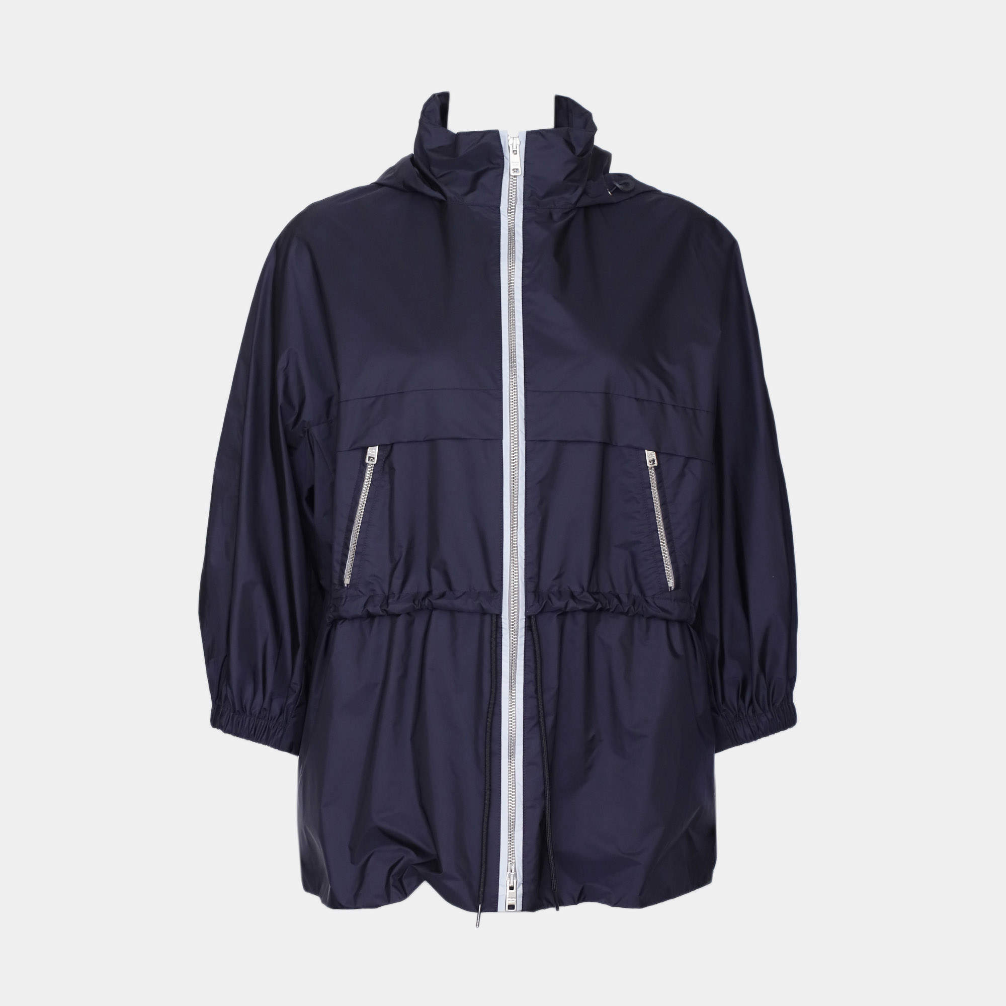 Pre Owned Prada Navy Blue Nylon Parka Zip Jacket Size M