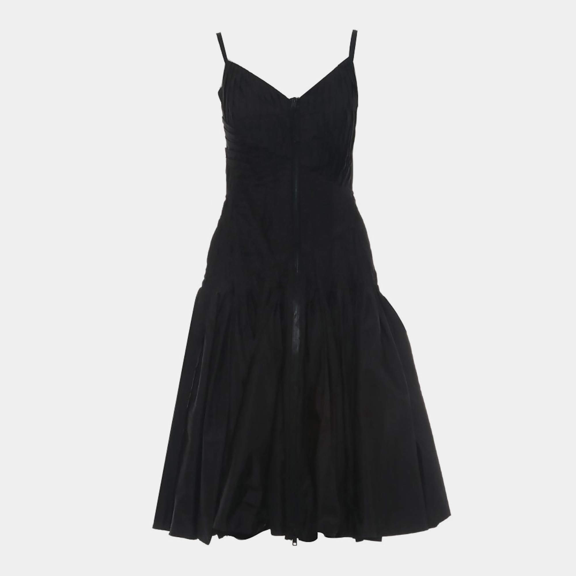 Pre Owned Prada 2017 Zip Up Pleated Nylon Dress