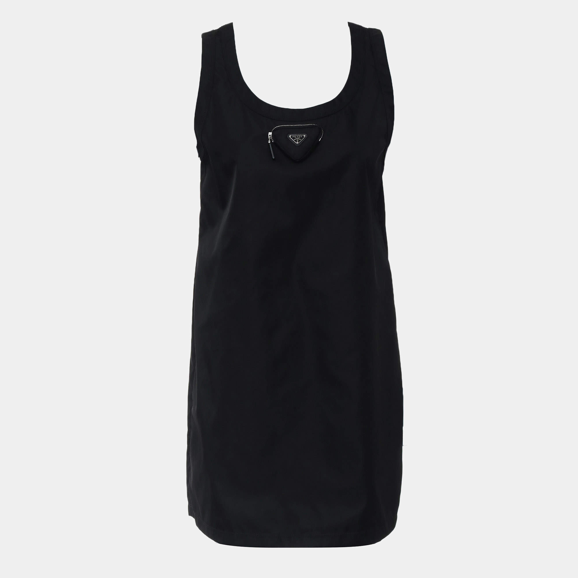 Pre Owned Prada Re-Nylon Triangle Logo Dress IT 42