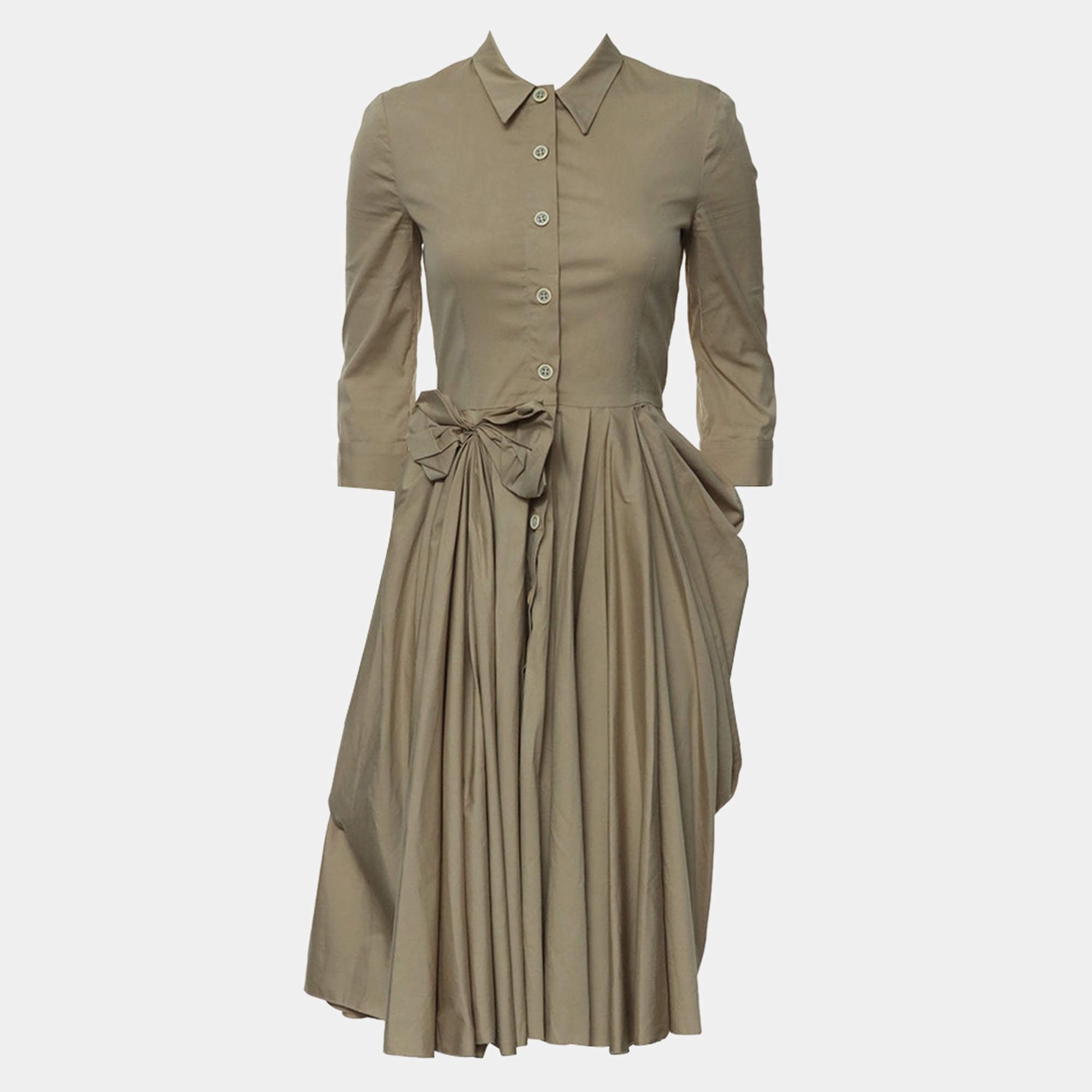 Pre Owned Prada 2007 Button-Up Bow Dress IT 38