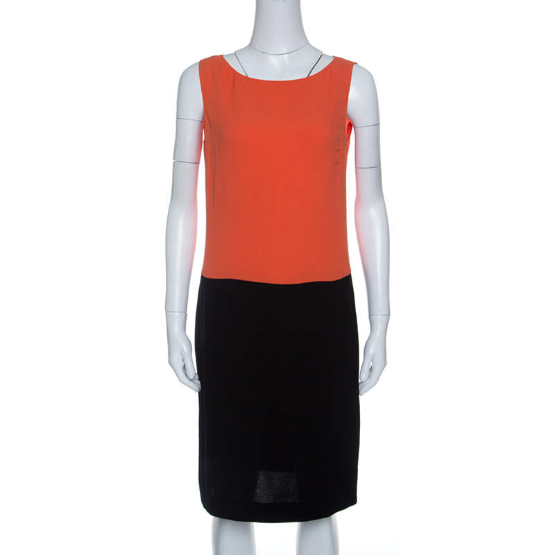 Prada Colorblock Crepe Sleeveless Midi Dress M