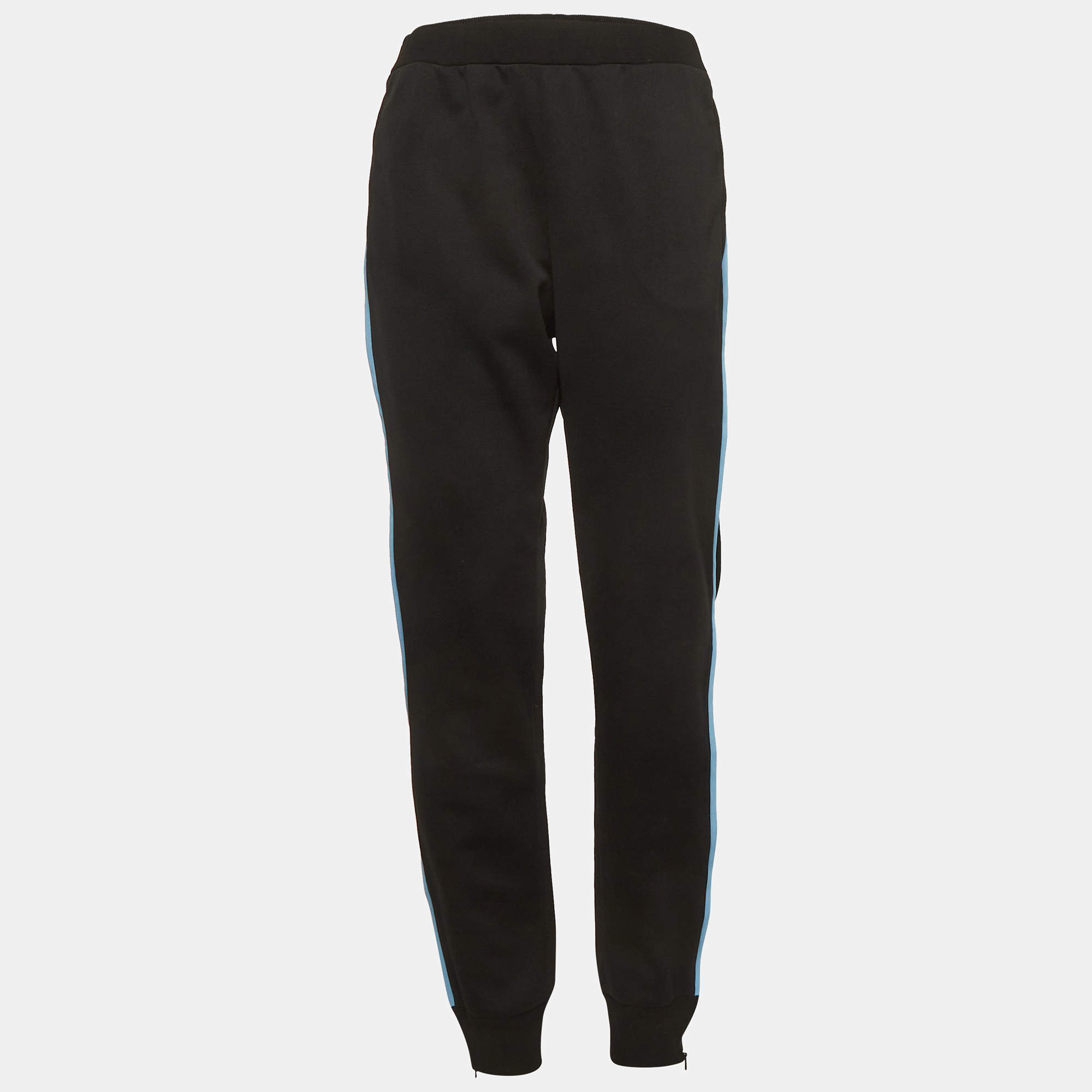 Pre Owned Prada Black Side Stripe Jersey Track Pants M