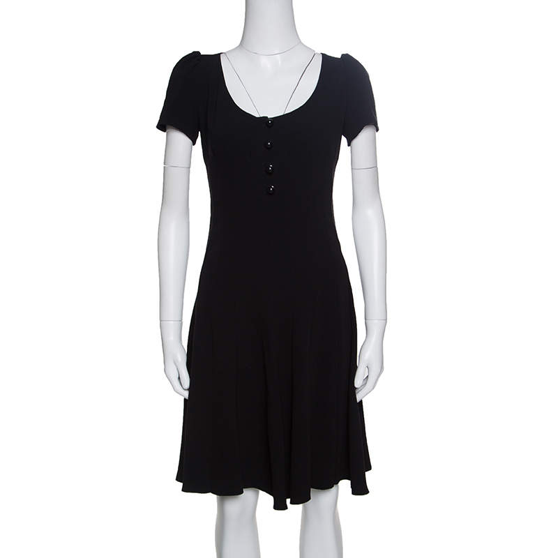 Pre Owned Prada Black Crepe Paneled Dress S