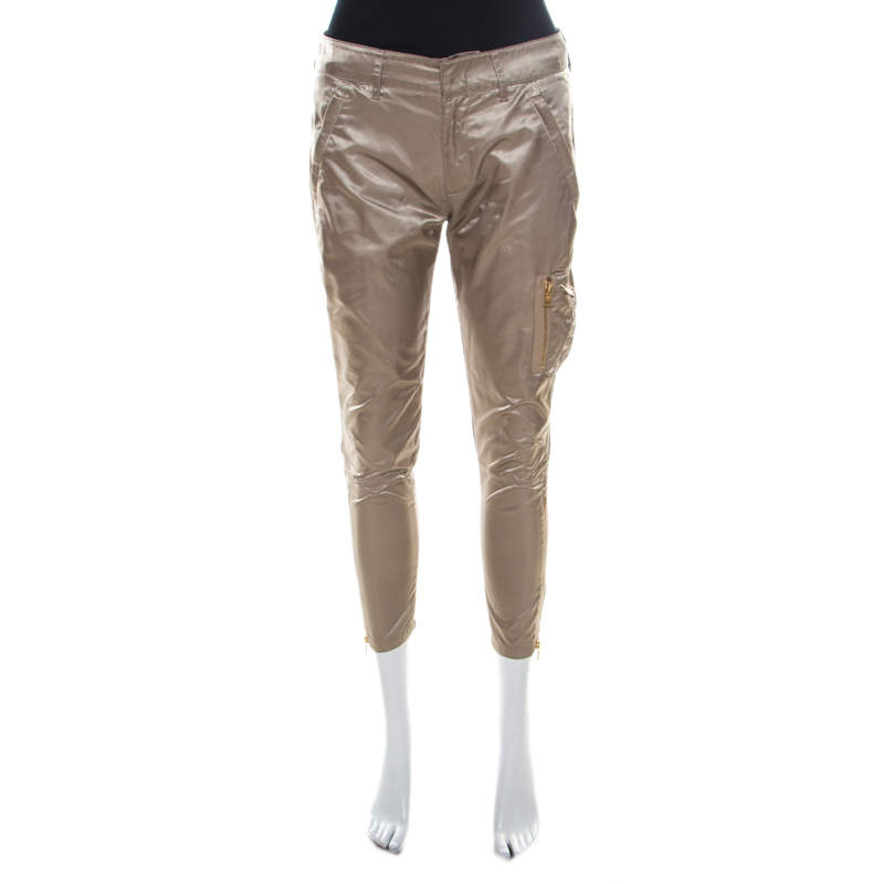 Prada Beige Silky Zip Detail Cargo Pants S Prada | The Luxury Closet