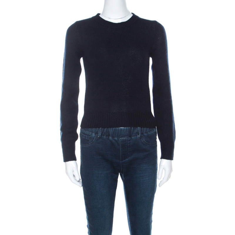 Pre Owned Prada Navy Blue Wool & Cashmere Knit Sweater S
