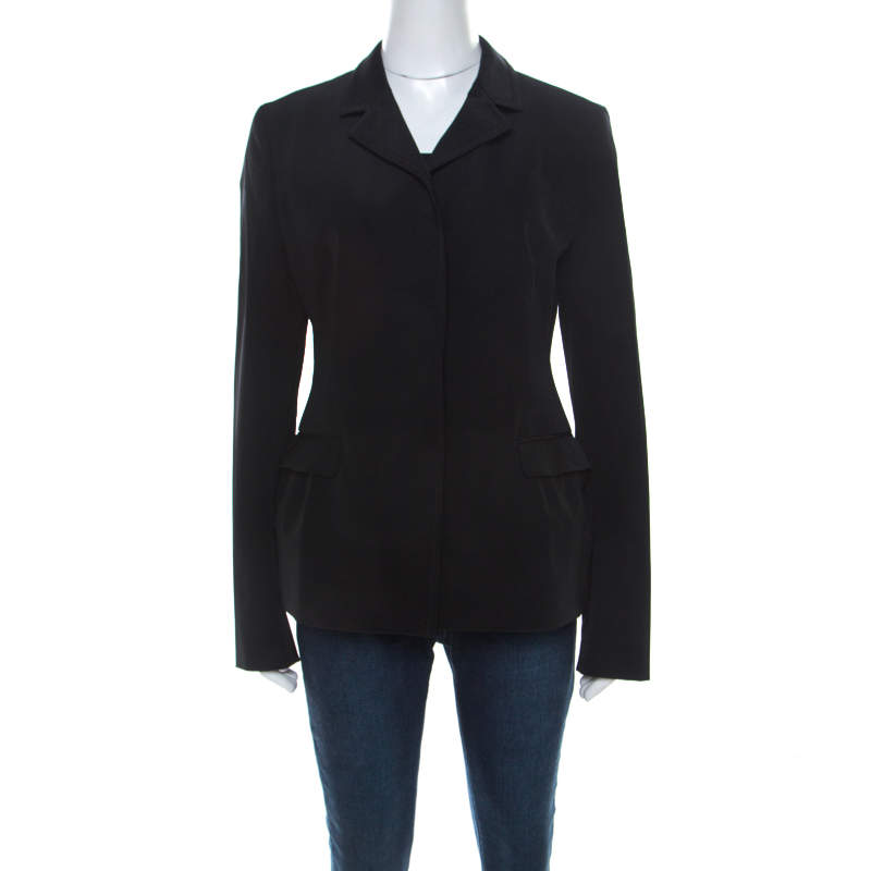 Pre Owned Prada Black Techno Stretch Knit Classic Fit Tailored Jacket M