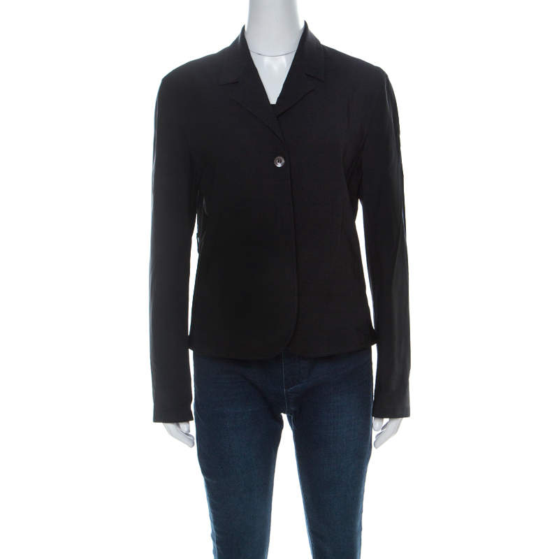 Prada Black Stretch Hidden Velcro Closure Detail Blazer M