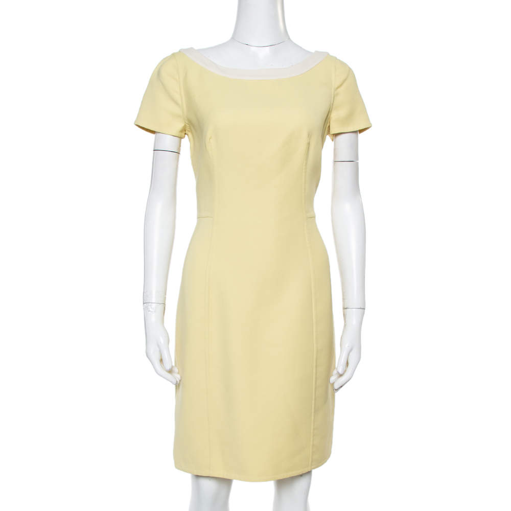 Prada Yellow Wool Crepe Sheath Dress M Prada | TLC