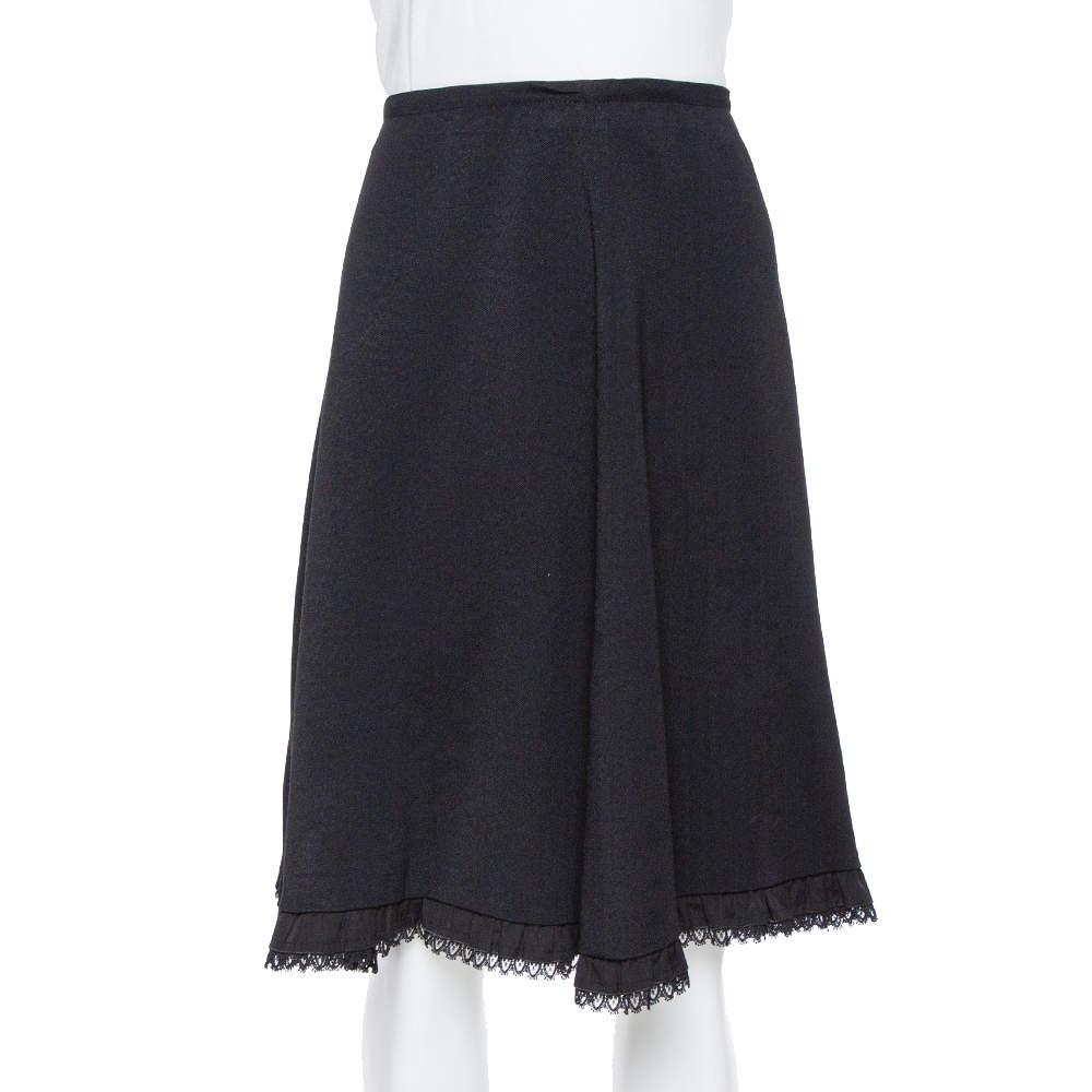 Prada Black Lace Detail Short Skirt M
