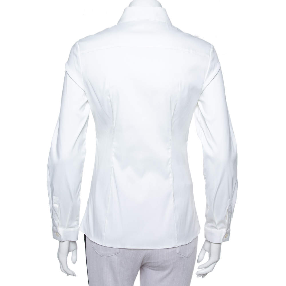Prada White Stretch Cotton Button Front Shirt S
