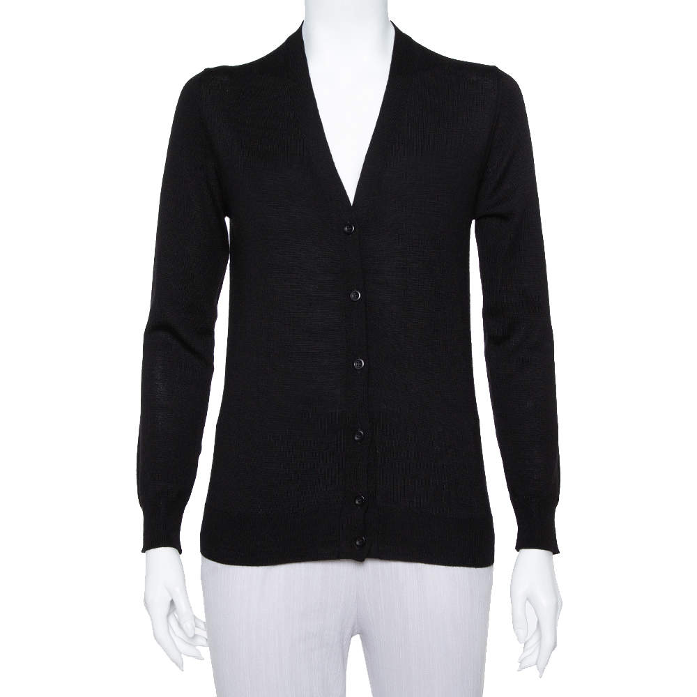 Prada Black Wool Button Front Cardigan XS