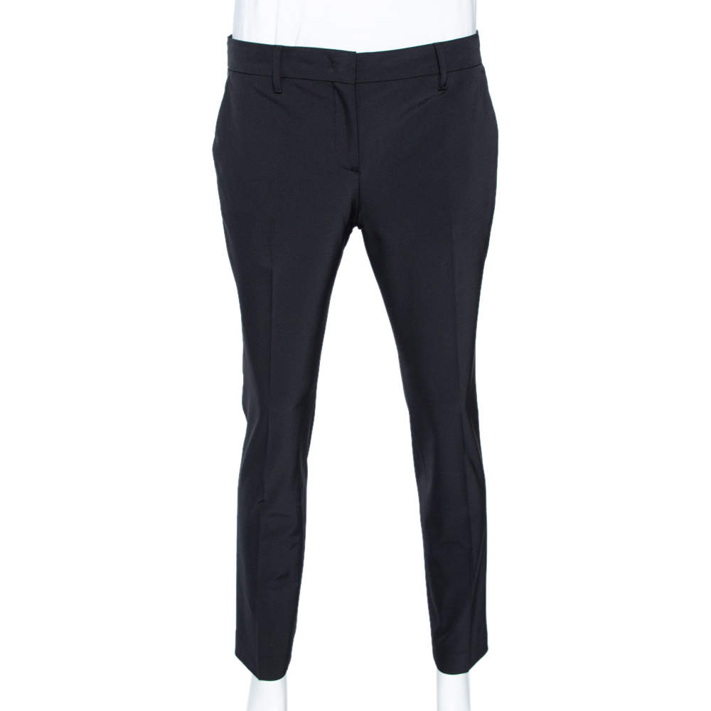 Prada Black Cropped Technical Trousers L