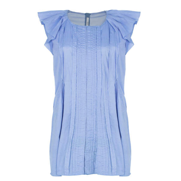 Prada Light Blue Pleated Detail Top XL