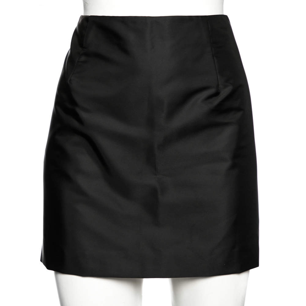 Pre Owned Prada Black Synthetic Pocket Detailed Mini Skirt M 