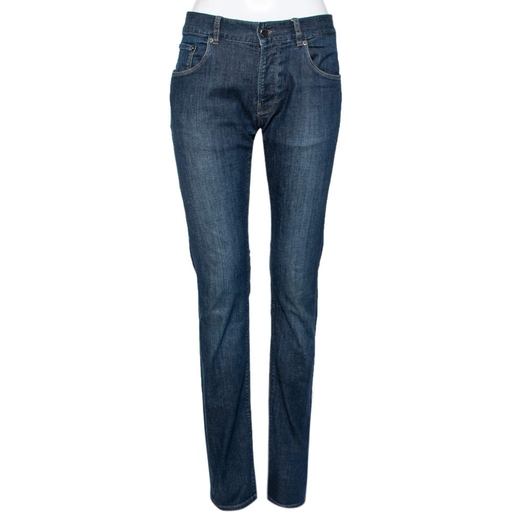 Prada Navy Blue Denim Tapered Leg Jeans L