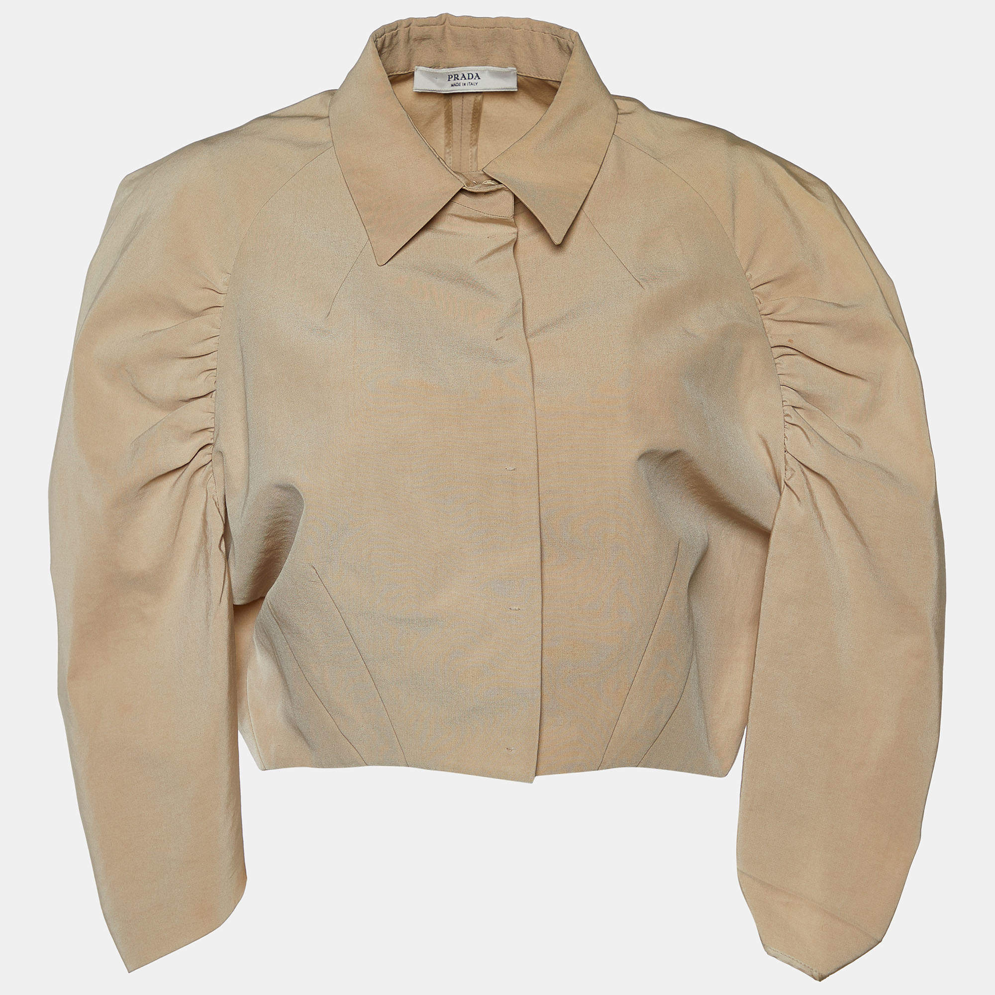 Prada Beige Cotton & Silk Cropped Jacket S