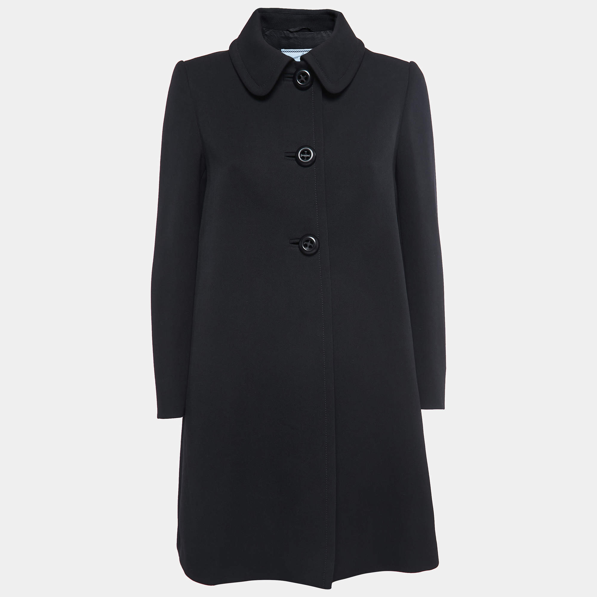 Prada Black Wool Button Front Coat M