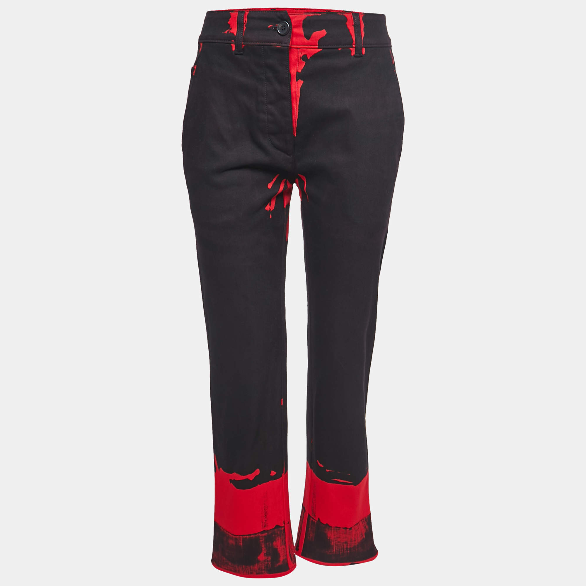 Prada Black/ Red Denim Straight Jeans M / Waist 28.5"