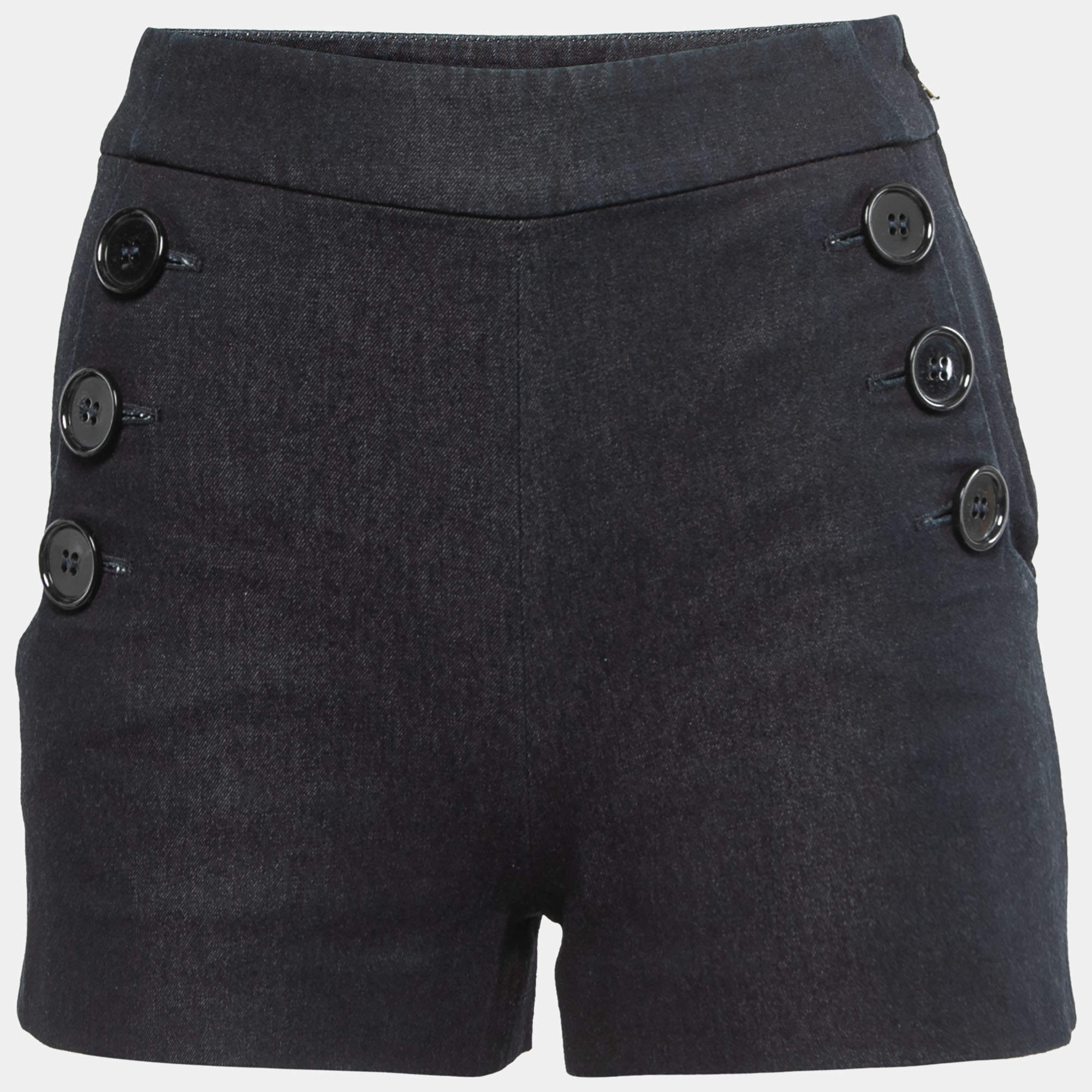 Prada Indigo Blue Denim Button Detail Shorts S