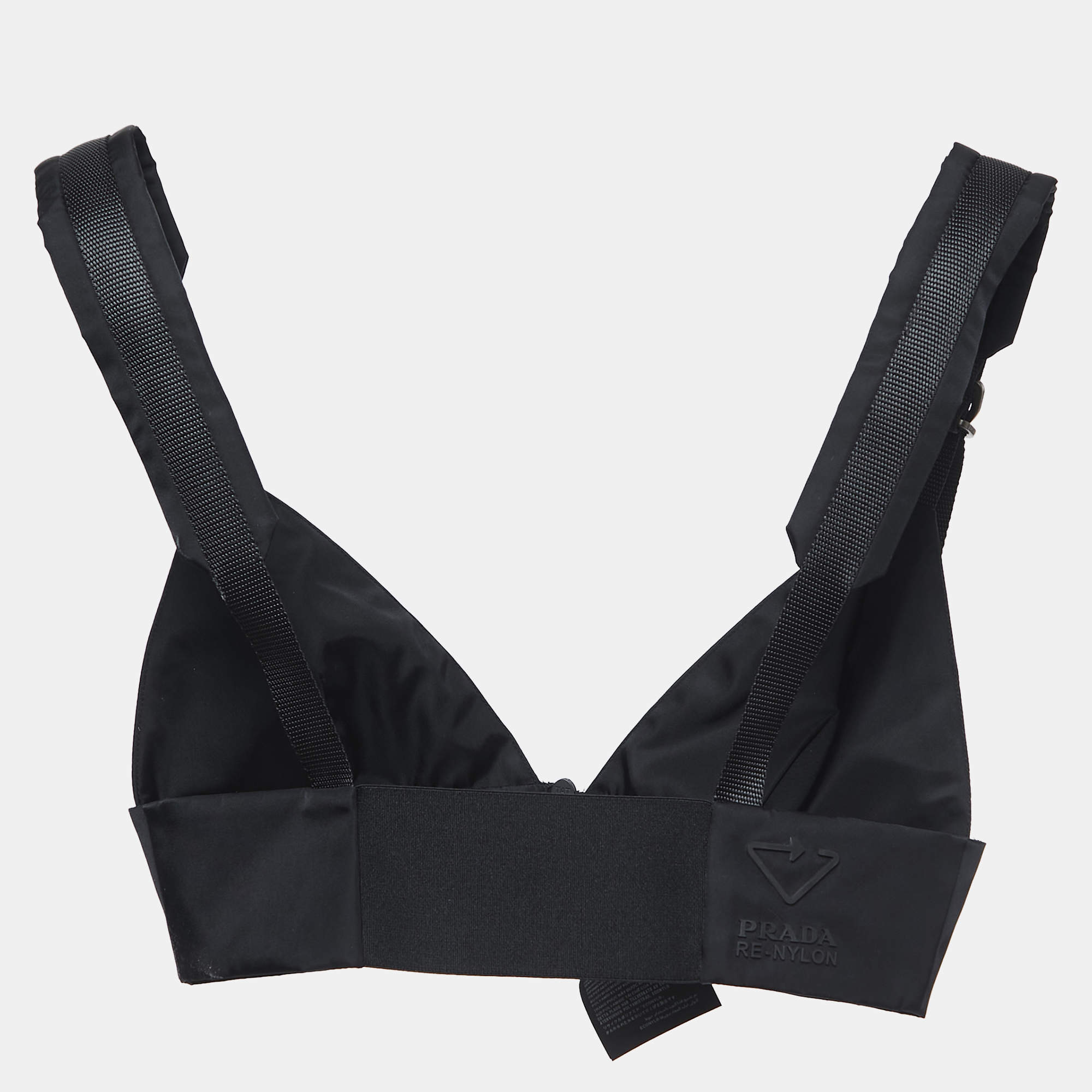 Prada Re-nylon Gabardine Sleeveless Crop Top, Women, Black, Size