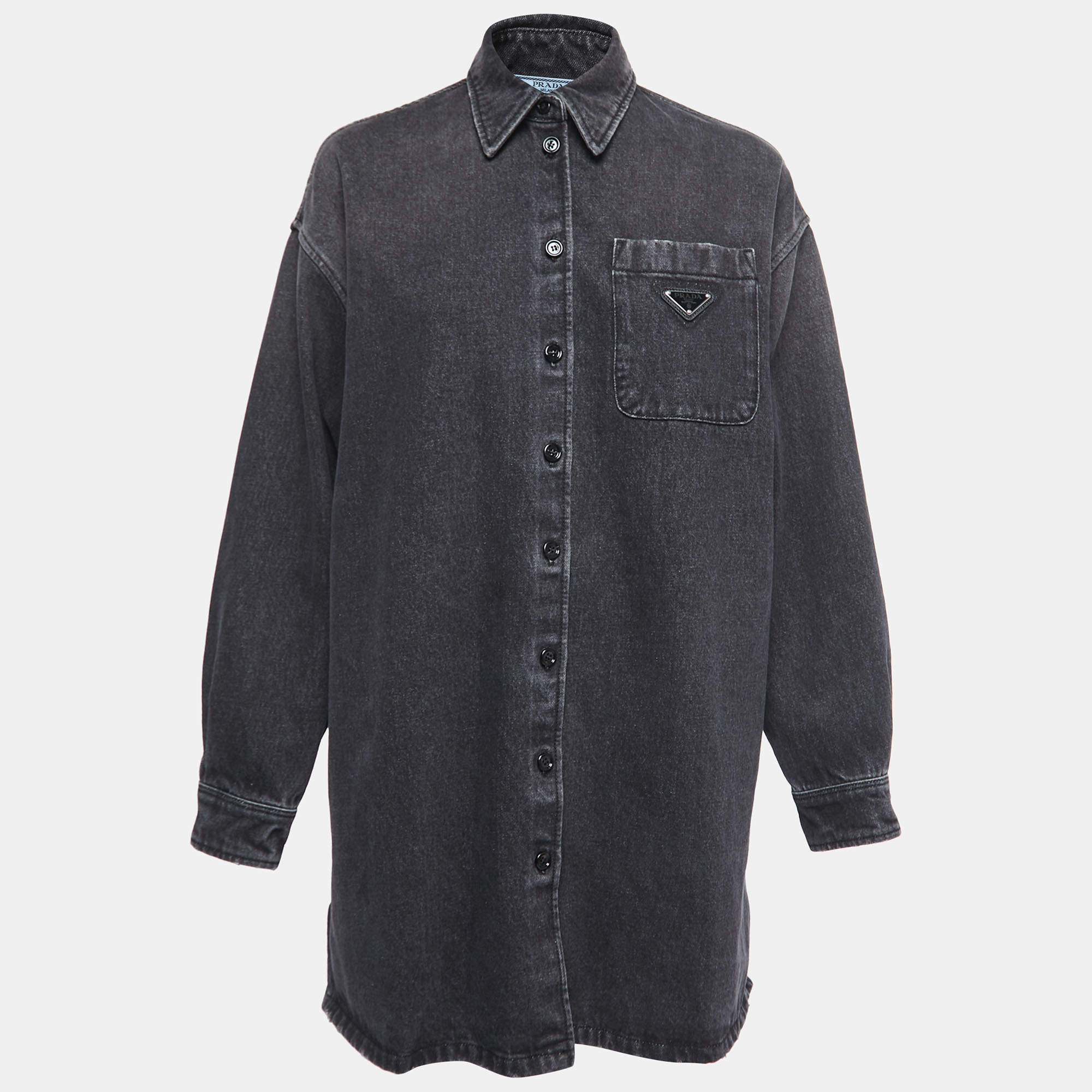 Prada Grey Denim Button Down Jacket XS