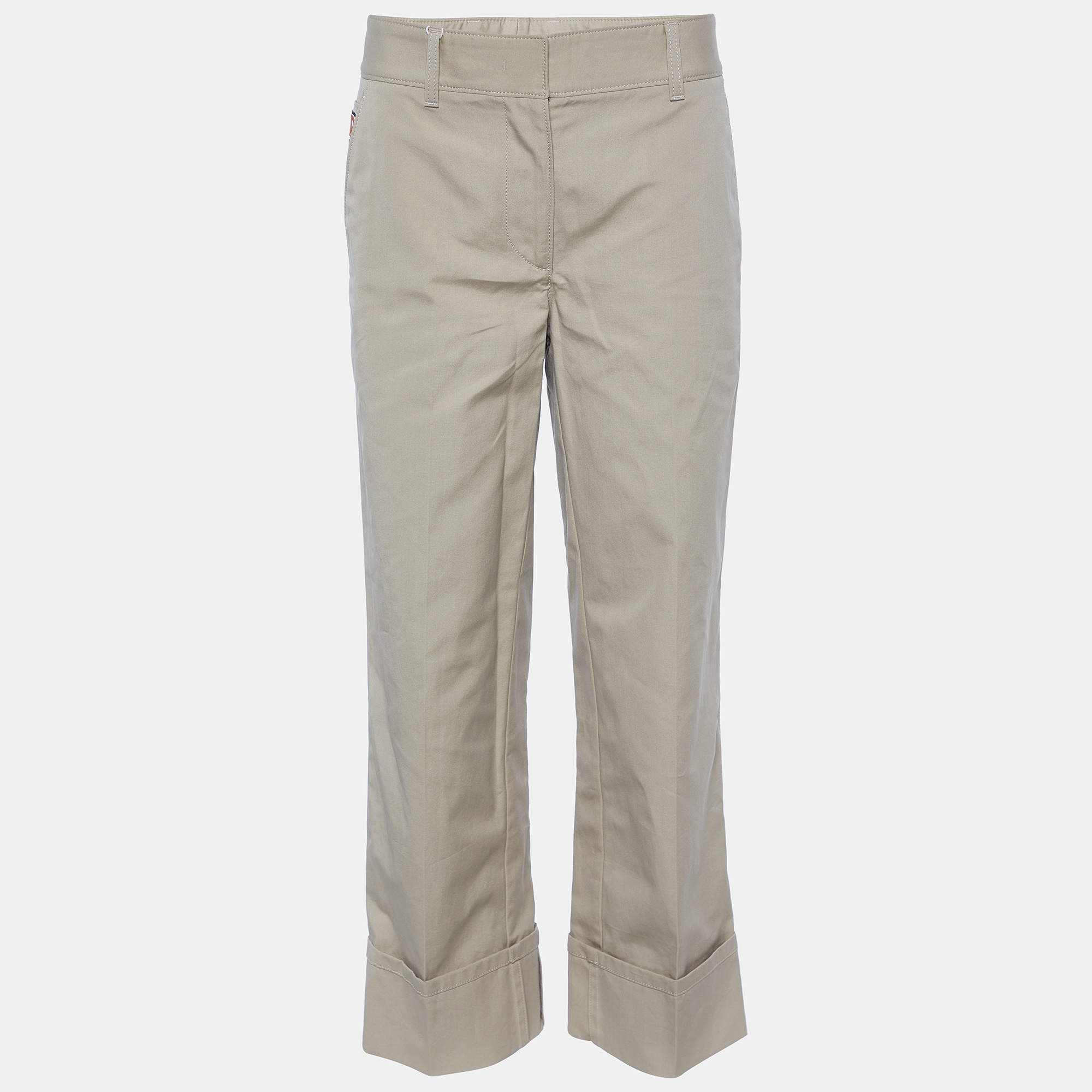 Pre Owned Prada Khaki Beige Cotton Capri Pants S