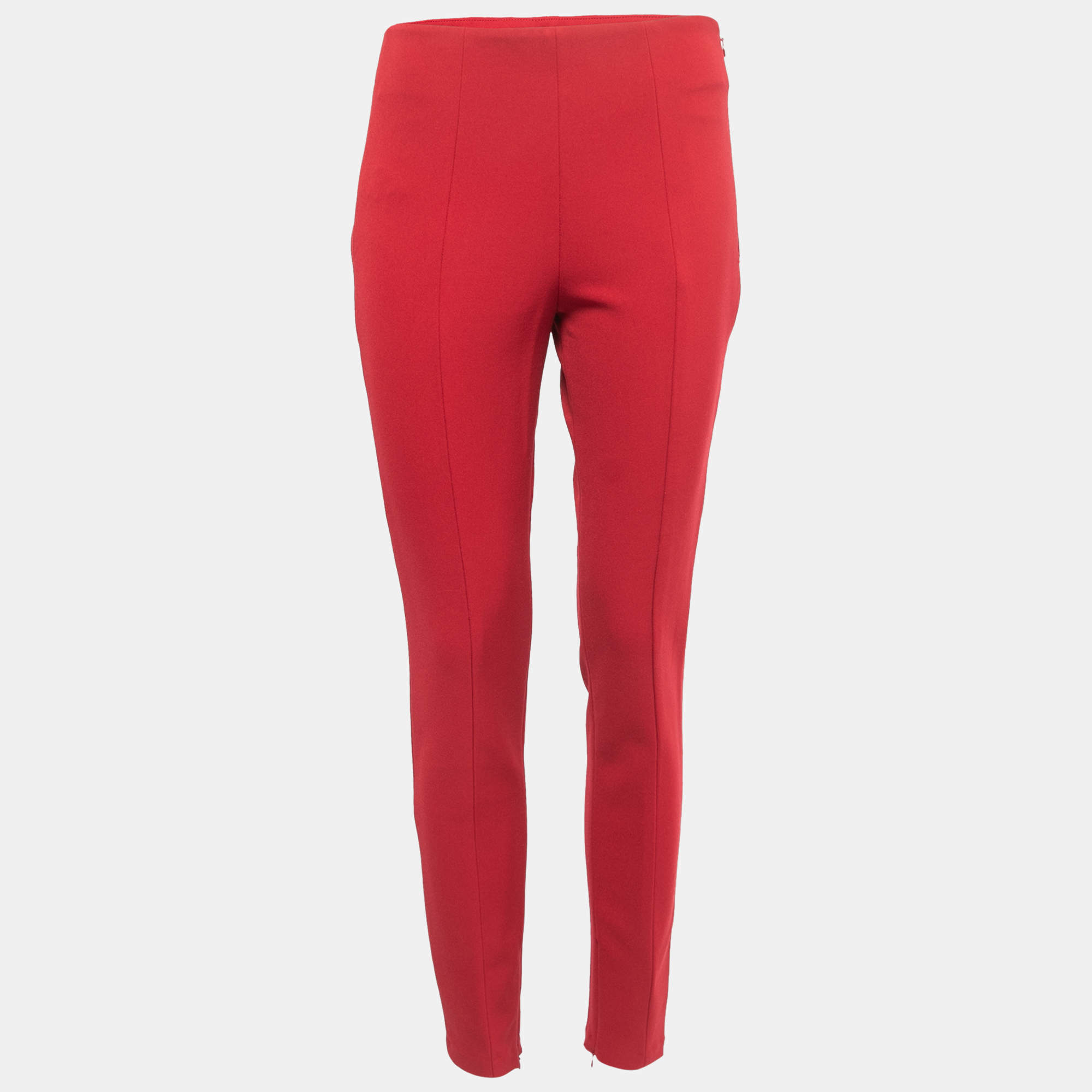 Prada Red Stretch Knit Tapered Leg Trousers M