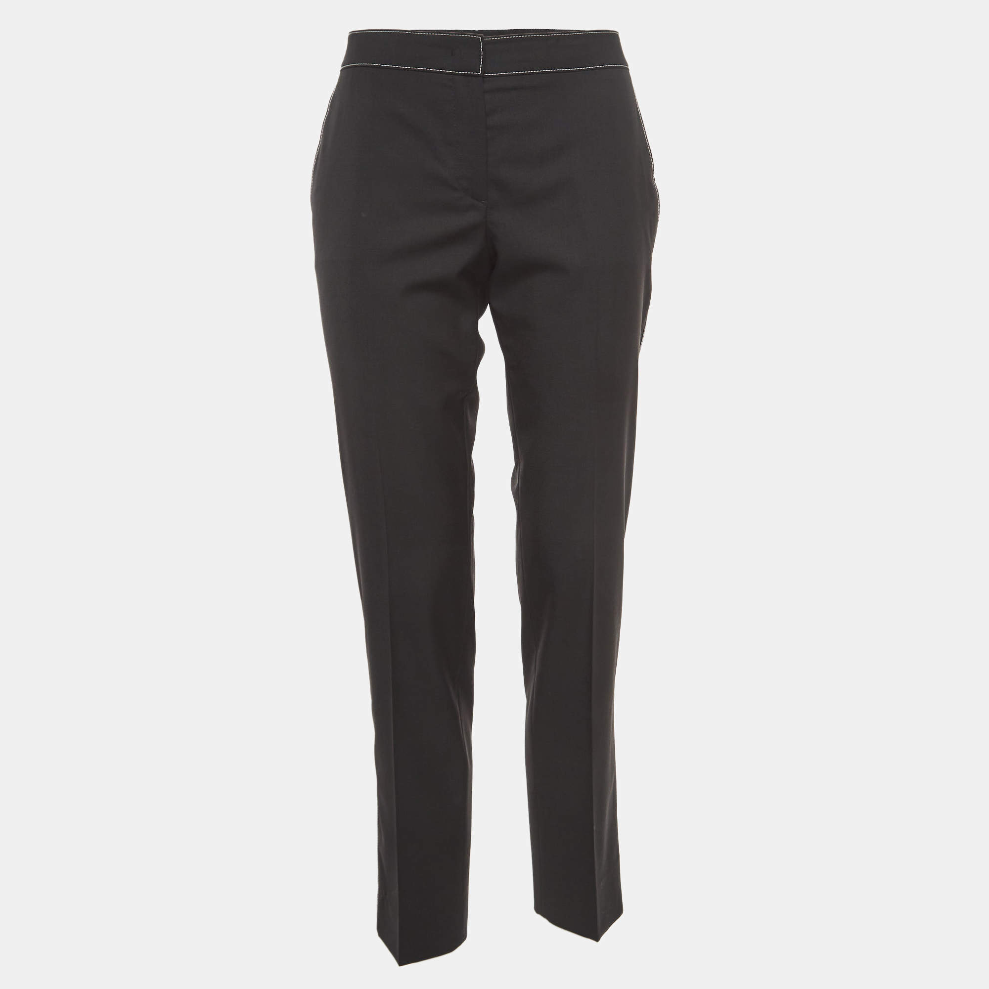 Prada Black Wool Slim Fit Formal Trousers S