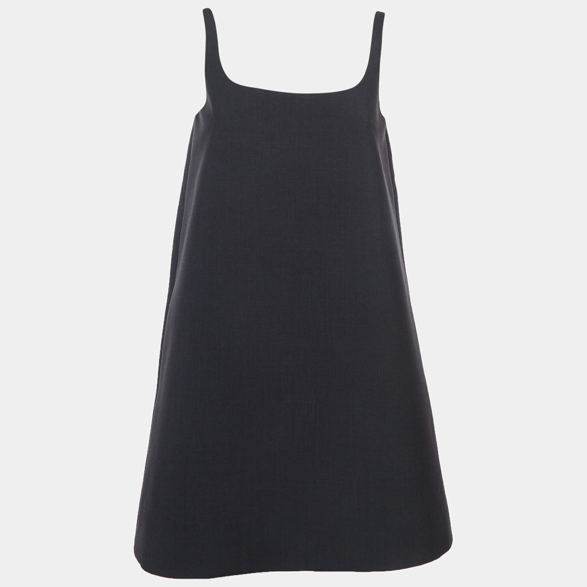 Prada Dark Grey Wool Sleeveless Mini Dress S