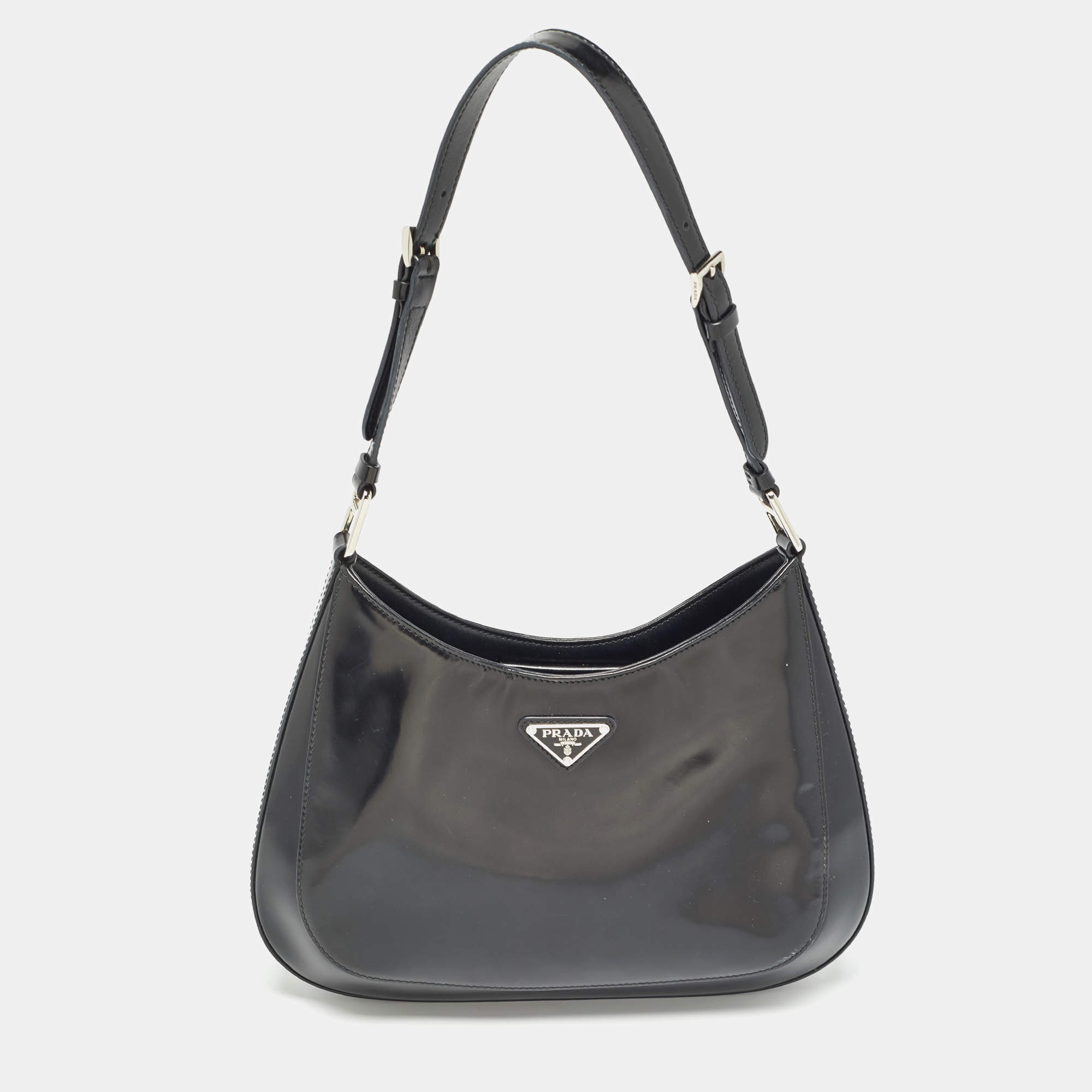 مملوكة مسبقًا Prada Black Brushed Leather Cleo Shoulder Bag