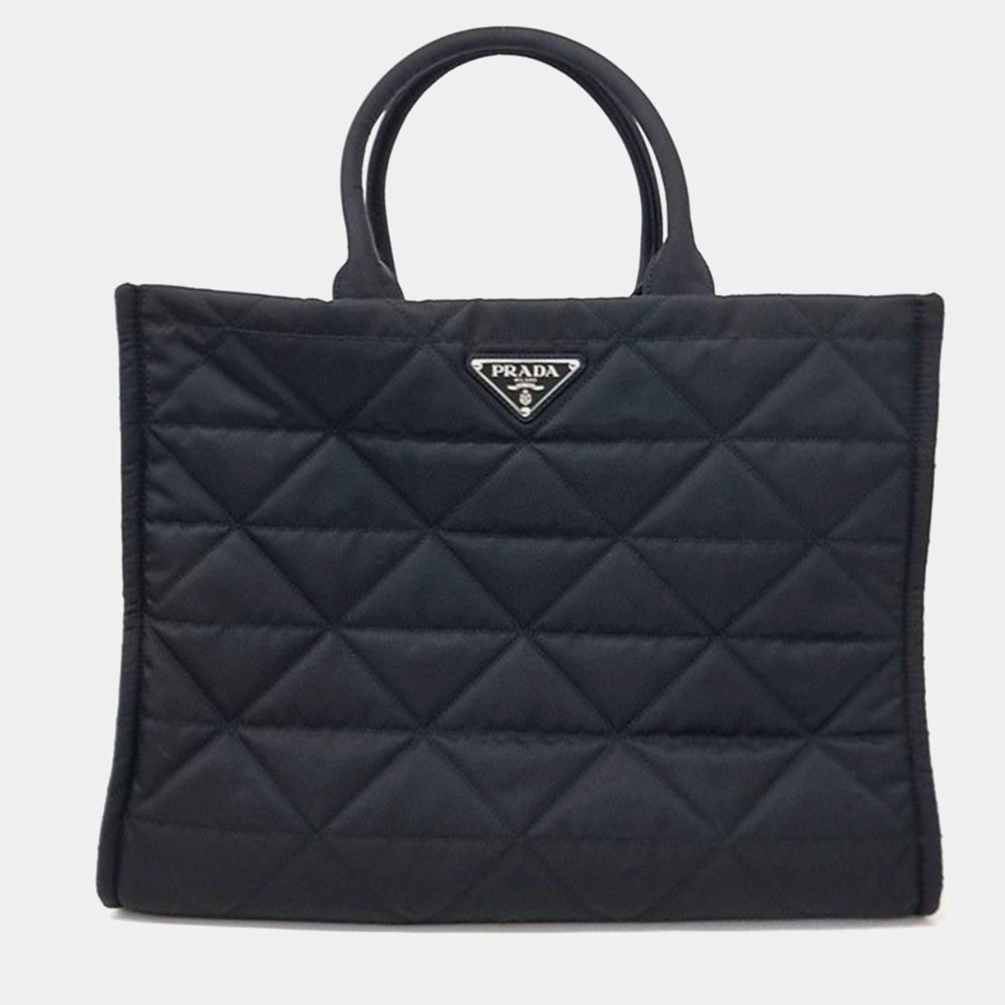 Prada Black Quilted Fabric Tote bag