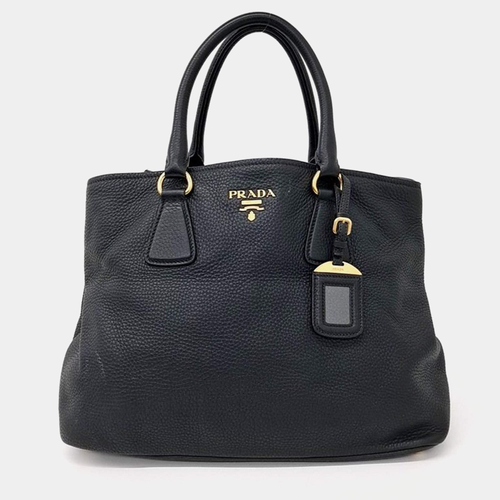 Pre Owned Prada Black Nylon Vitello Diano Tote Bag
