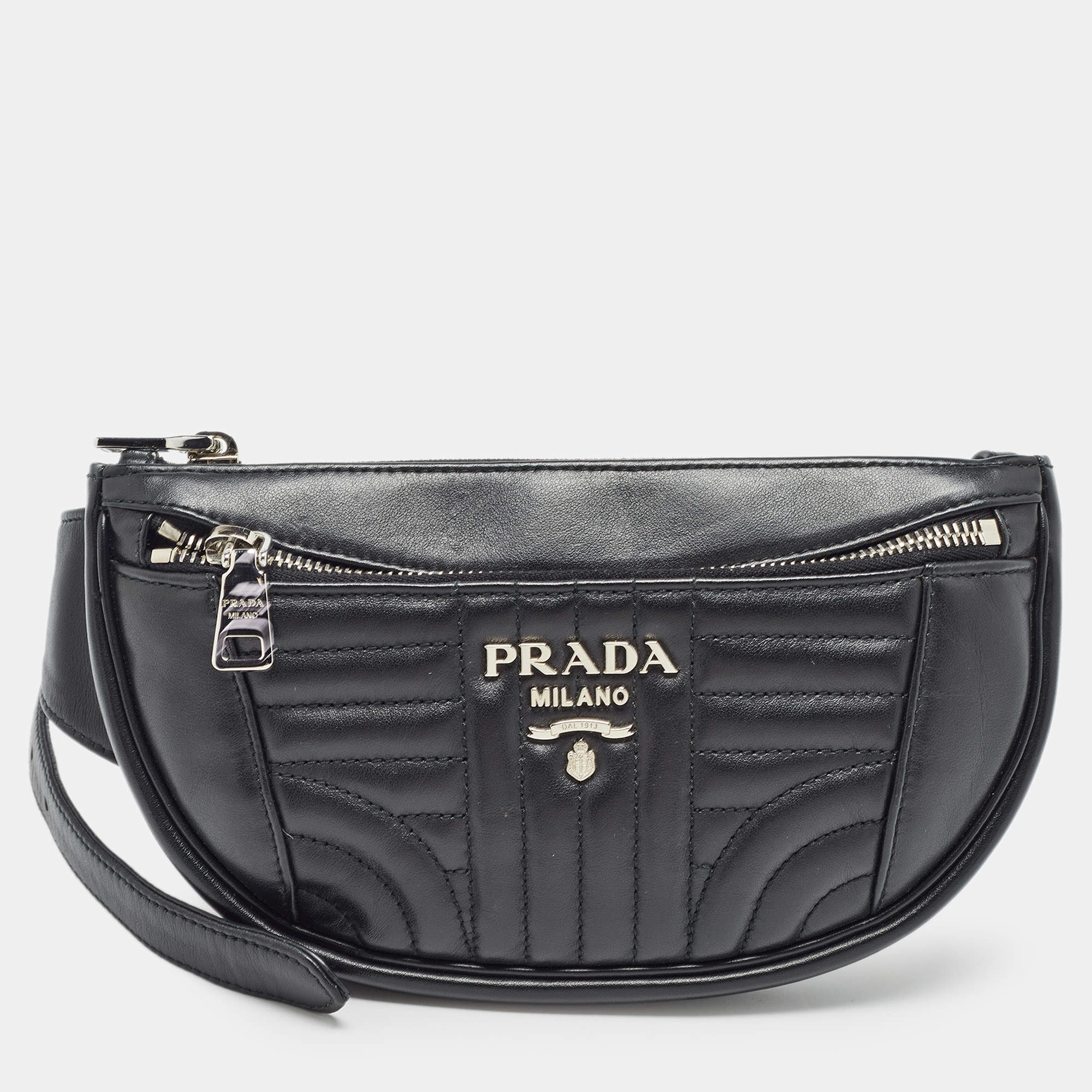 Prada Black Diagramme Leather Belt Bag
