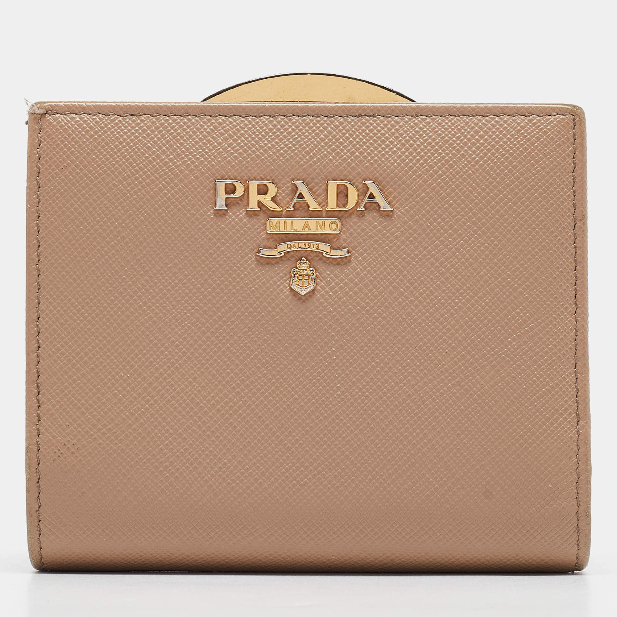 Prada Logo Beige Saffiano Crossbody outlet Wallet