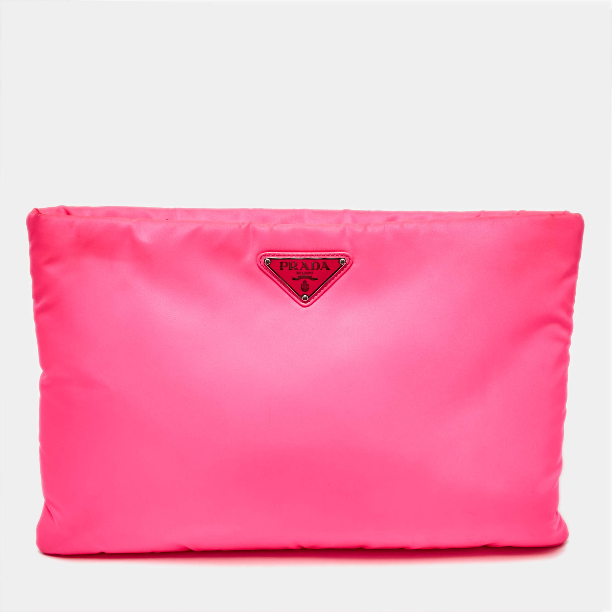 Prada Neon Pink Nylon Zip Pouch Prada TLC