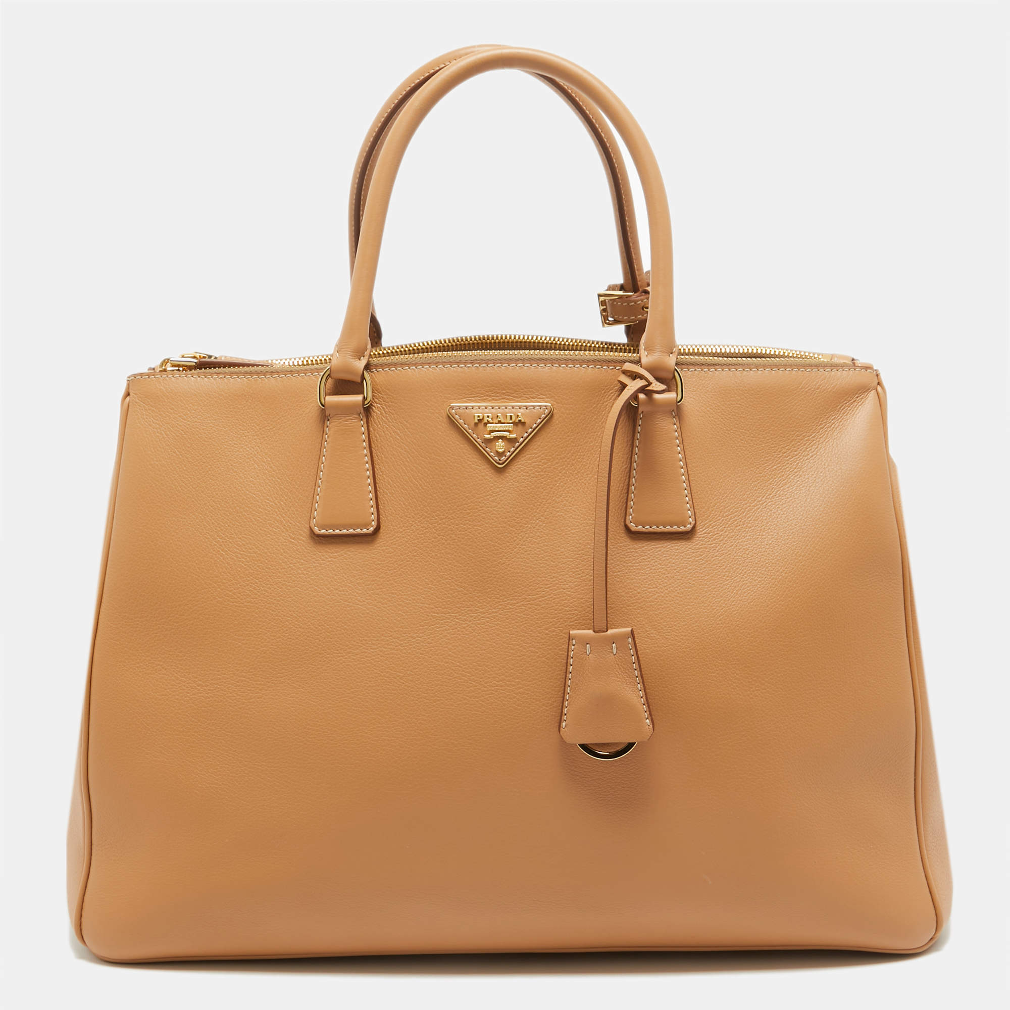 Pre Owned Prada Natural Leather Extra Large Galleria Tote